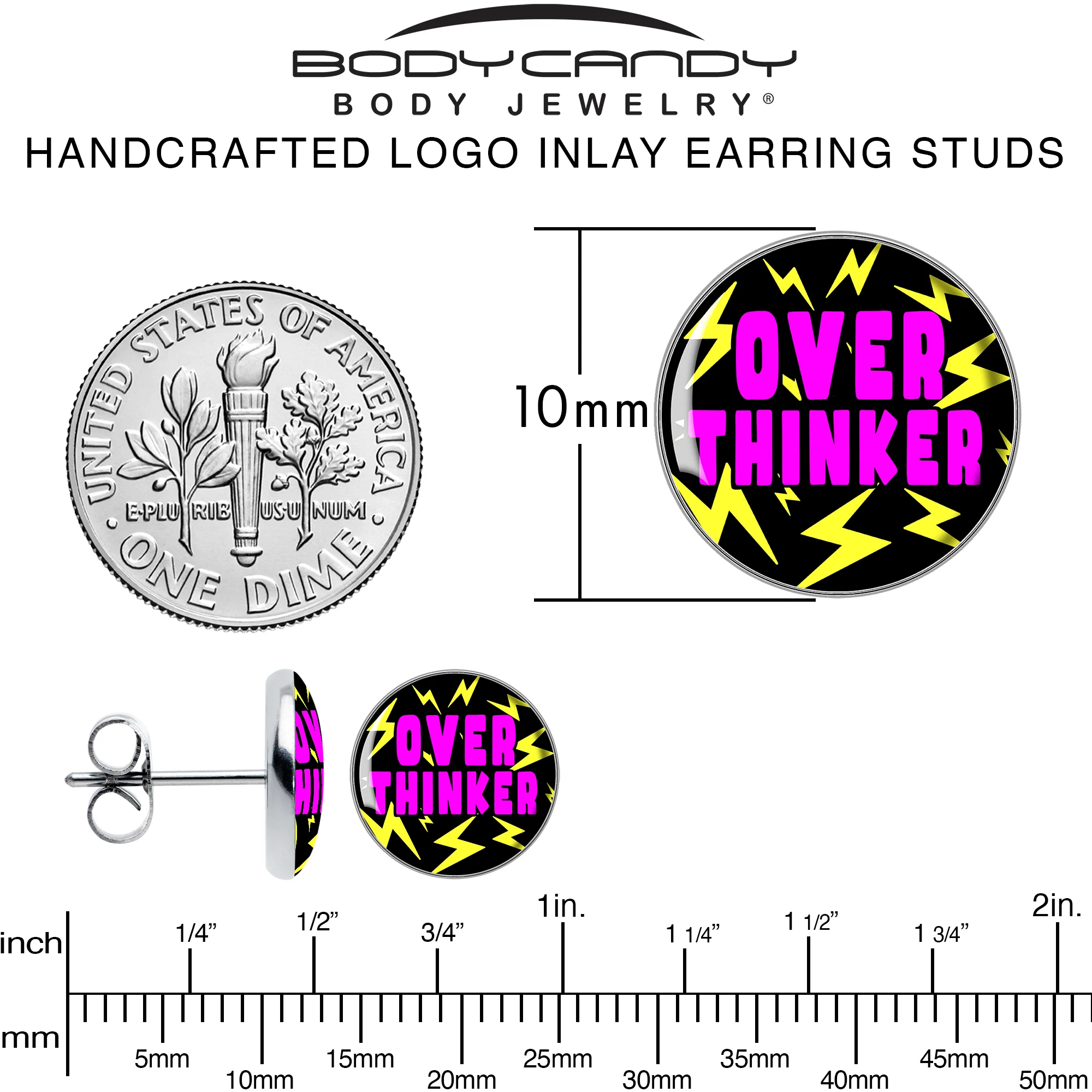 Over Thinker Impact Stud Earrings by Onyx O - Image 6
