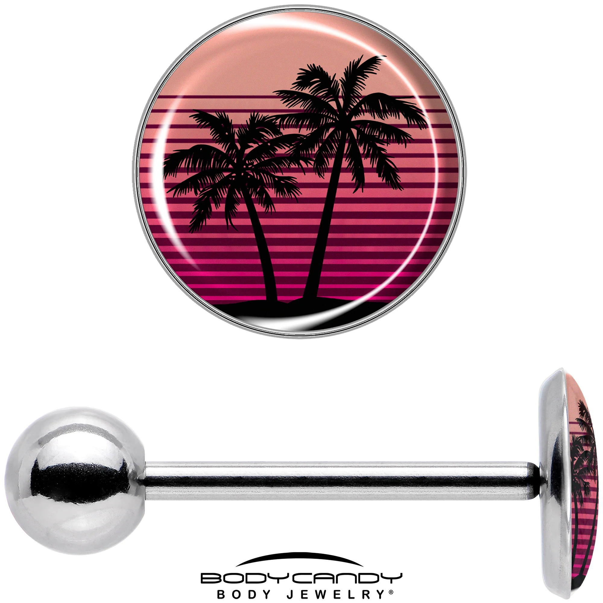 Palm Tree Retro Sunset Barbell Tongue Ring by Onyx O - Image 7