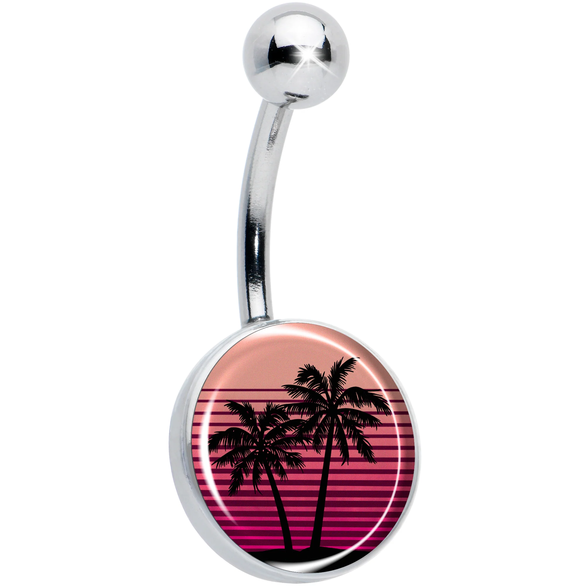 Palm Tree Retro Sunset Belly Ring by Onyx O
