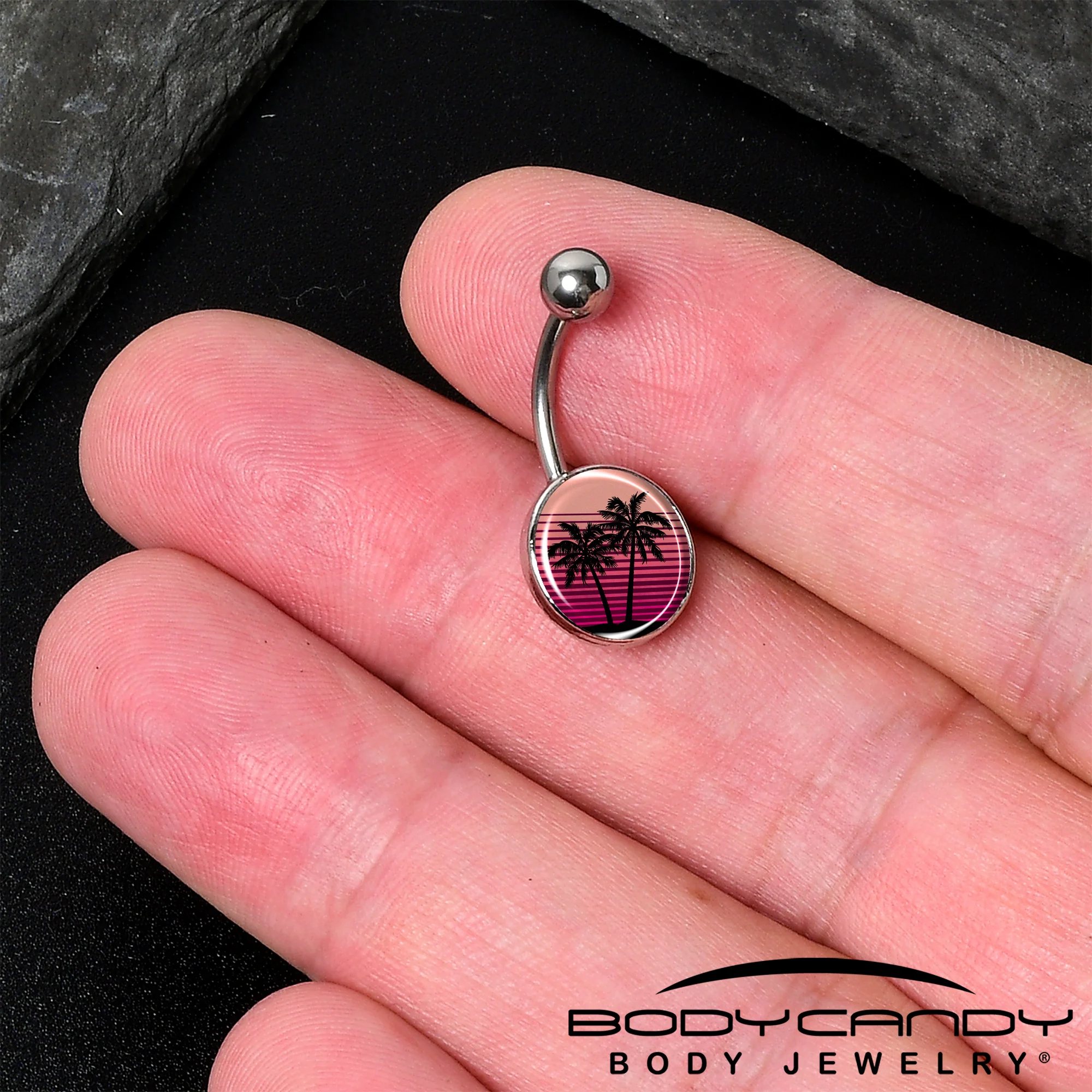 Palm Tree Retro Sunset Belly Ring by Onyx O - Image 2