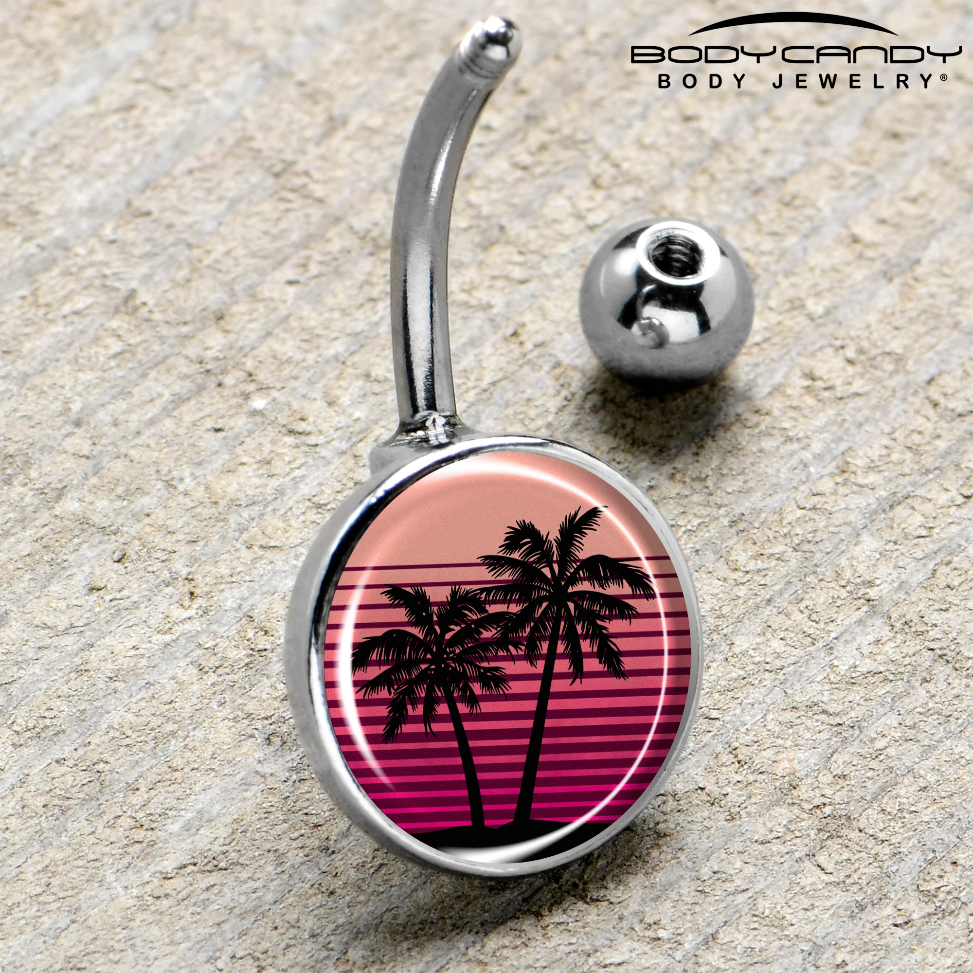 Palm Tree Retro Sunset Belly Ring by Onyx O - Image 4