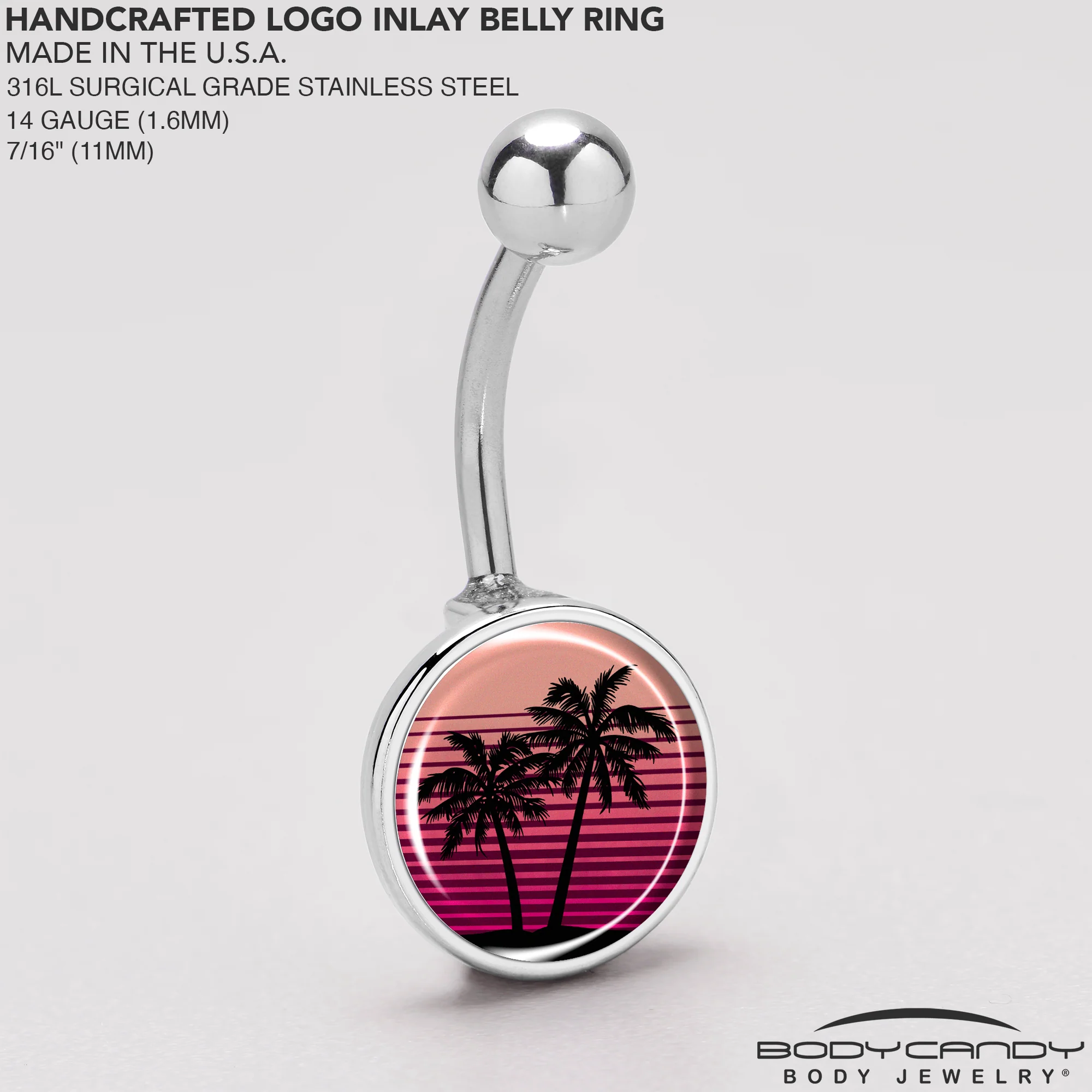 Palm Tree Retro Sunset Belly Ring by Onyx O - Image 5