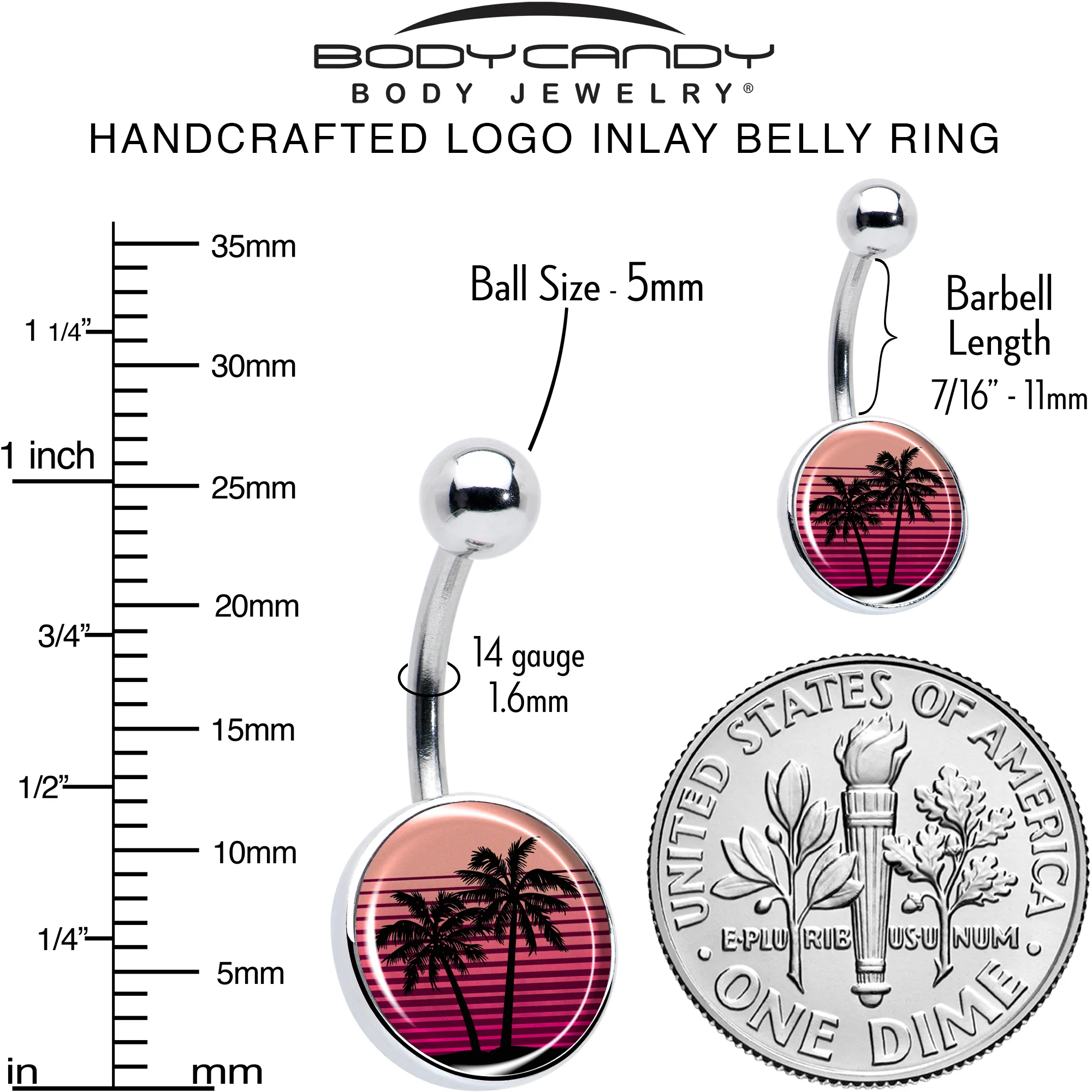 Palm Tree Retro Sunset Belly Ring by Onyx O - Image 6