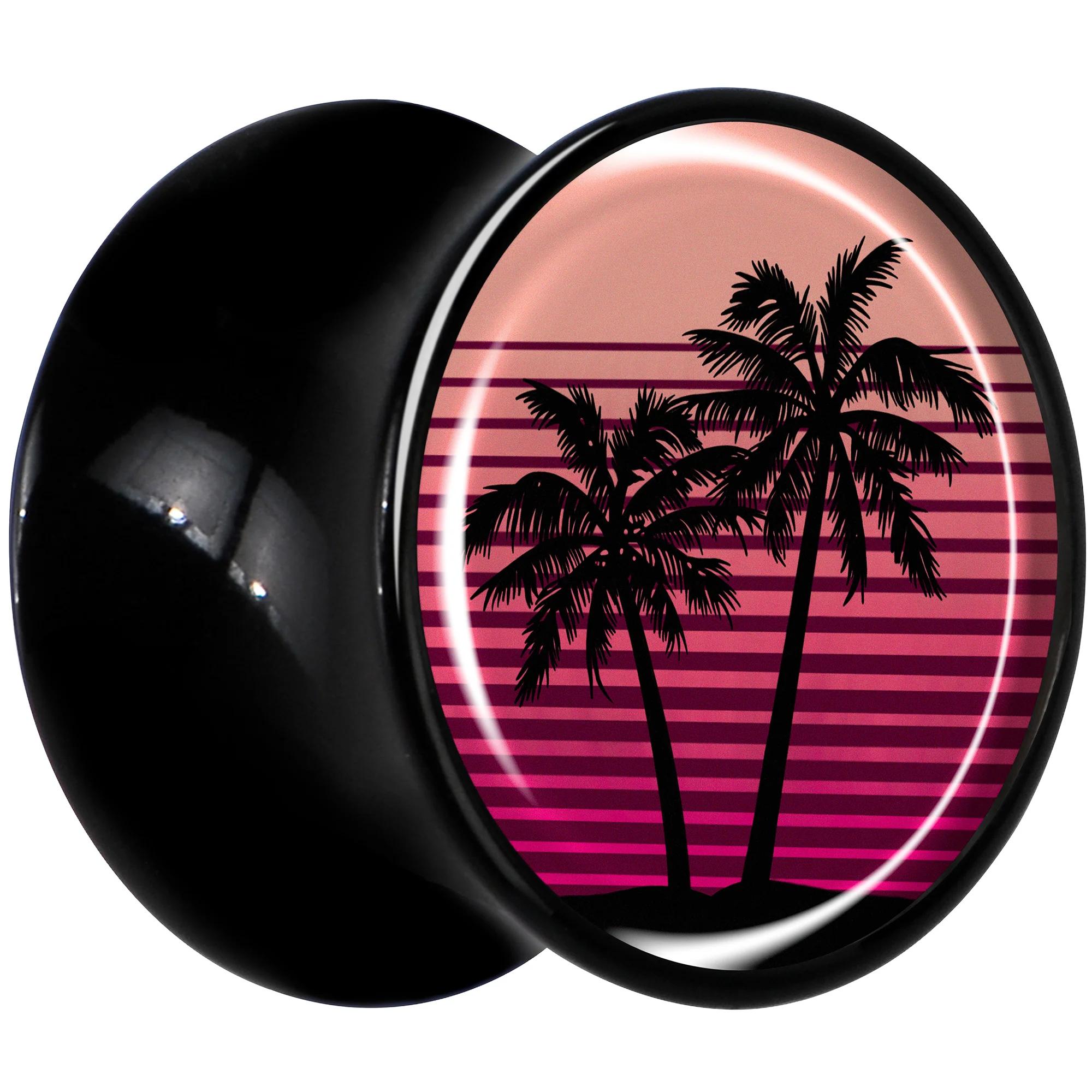 Palm Tree Retro Sunset Black Acrylic Saddle Plug Set by Onyx O - Image 3