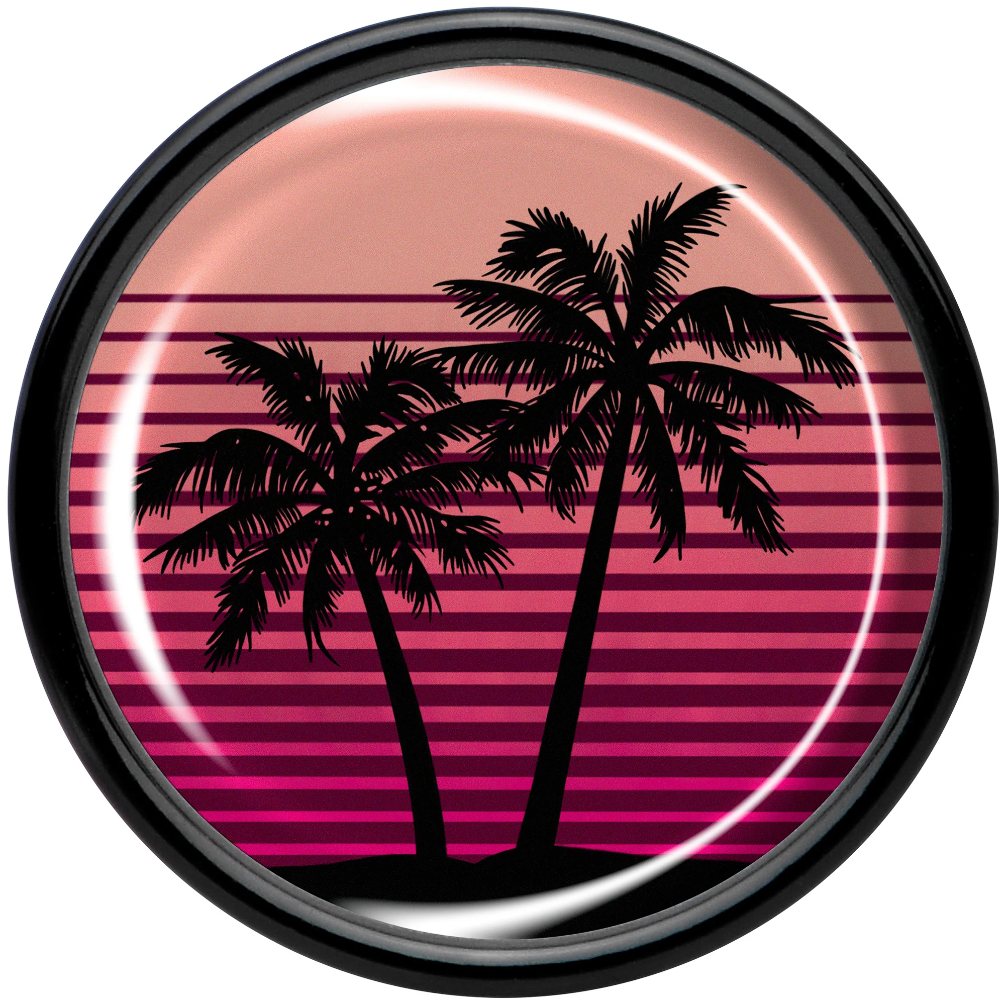 Palm Tree Retro Sunset Black Acrylic Saddle Plug Set by Onyx O - Image 4