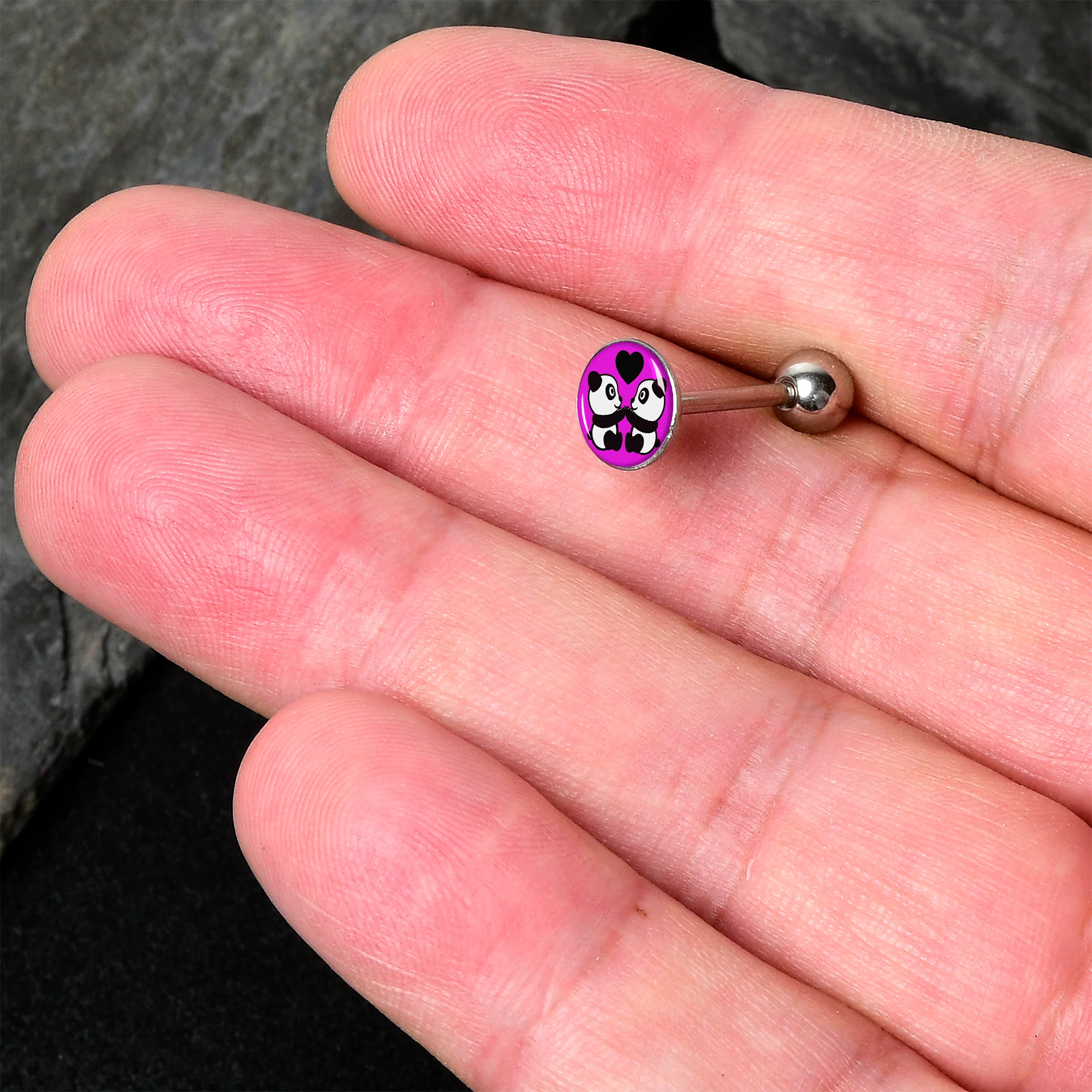 Panda Love Barbell Tongue Ring by Onyx O - Image 2