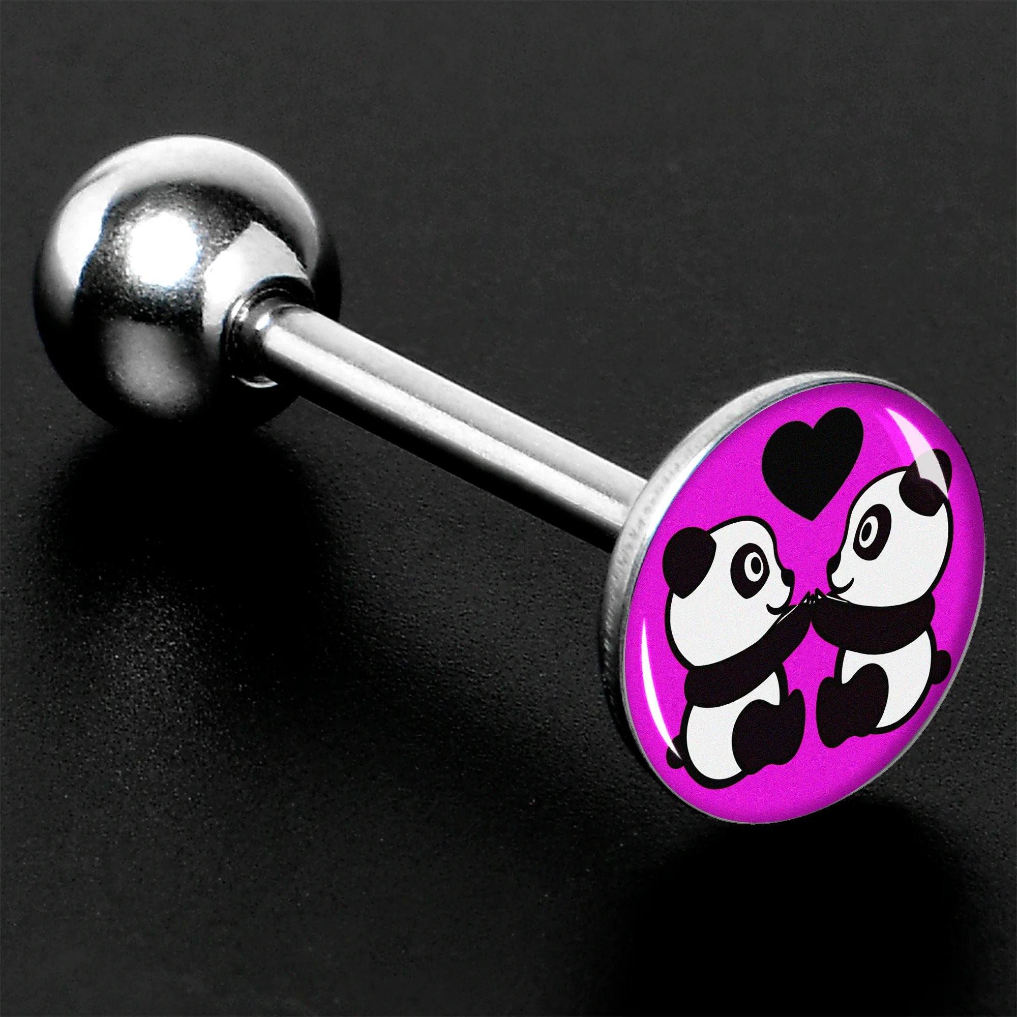 Panda Love Barbell Tongue Ring by Onyx O - Image 4