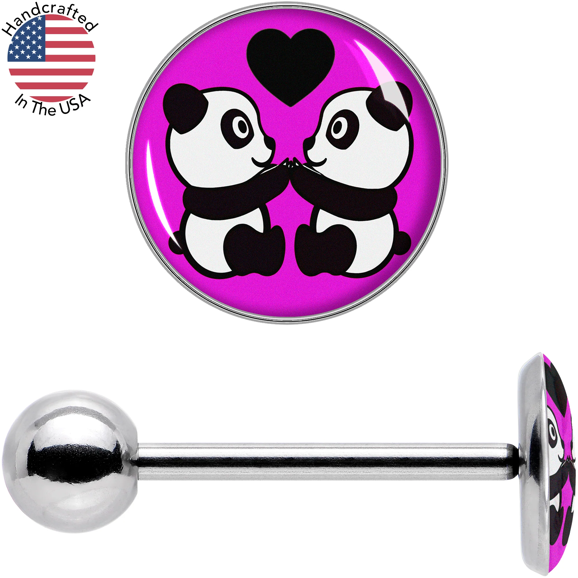 Panda Love Barbell Tongue Ring by Onyx O - Image 8