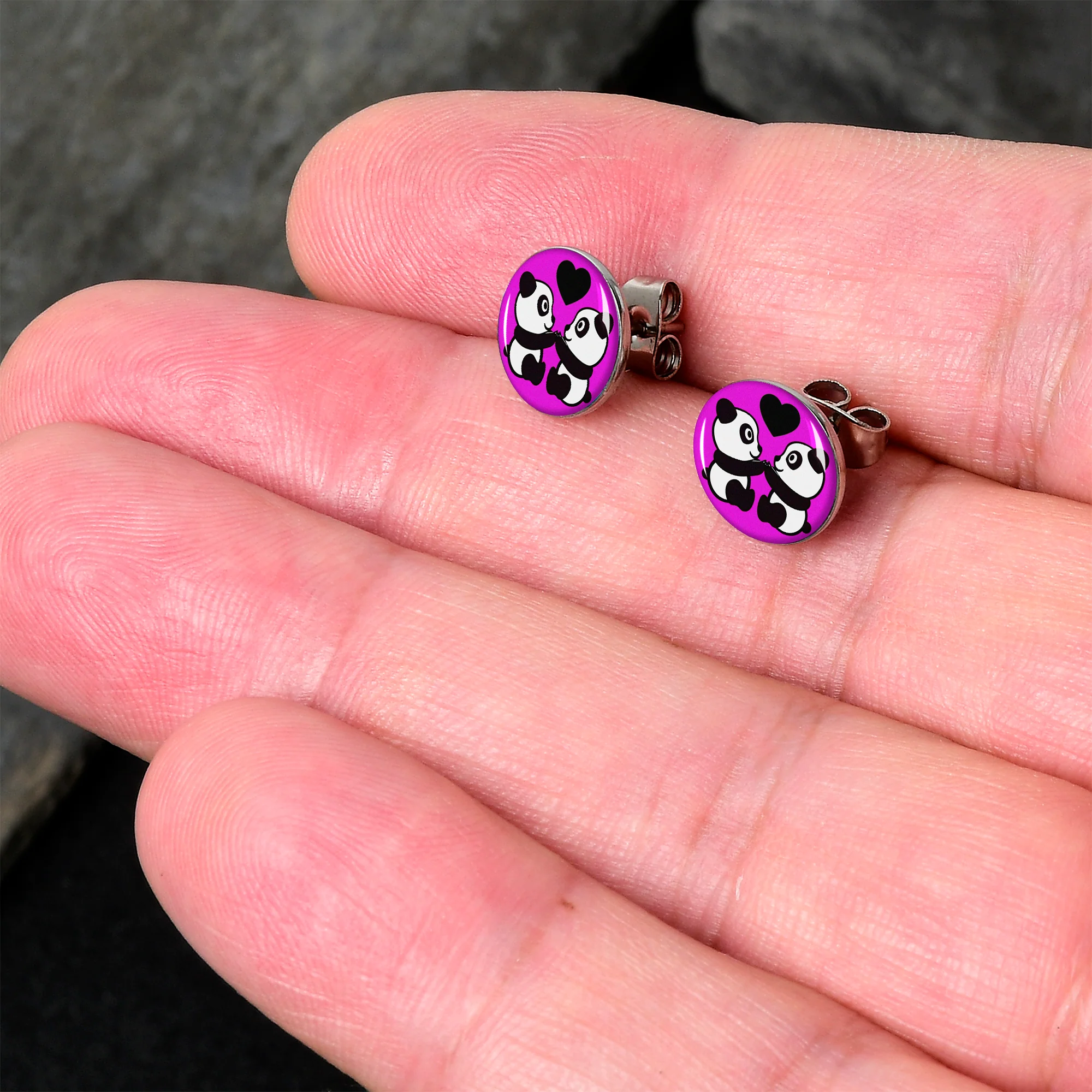 Panda Love Stud Earrings by Onyx O - Image 2