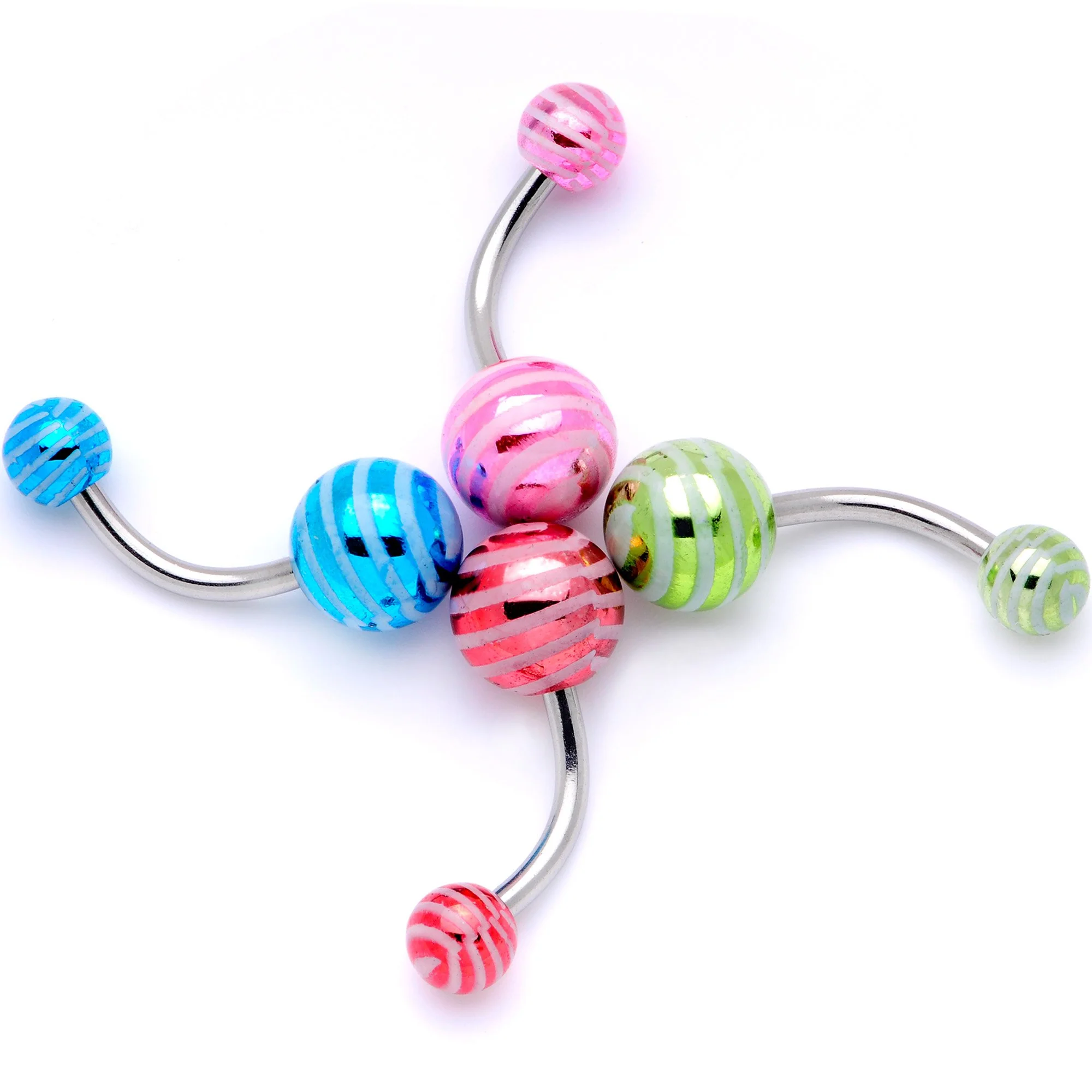 Parade of Color Stripes Party Pack Belly Ring Set of 4 - Image 2