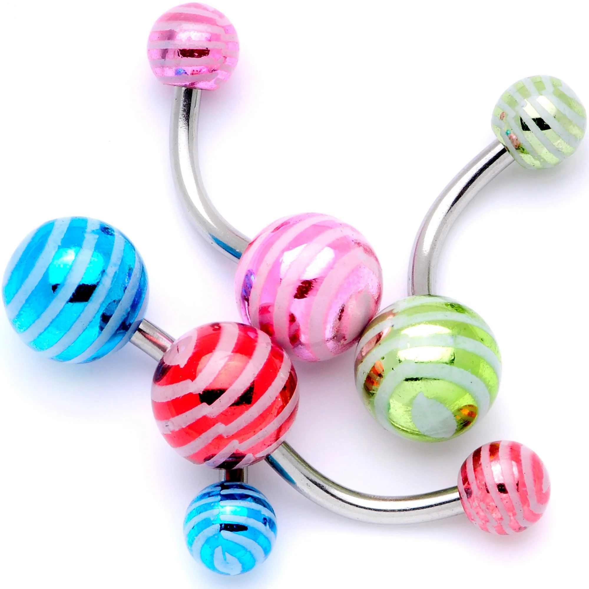 Parade of Color Stripes Party Pack Belly Ring Set of 4 - Image 3