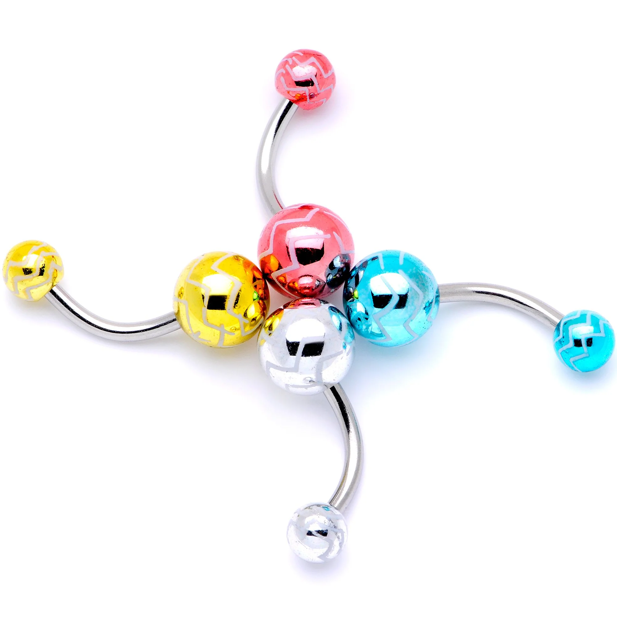 Parade of Summer Zig Zag Party Pack Belly Ring Set of 4 - Image 2