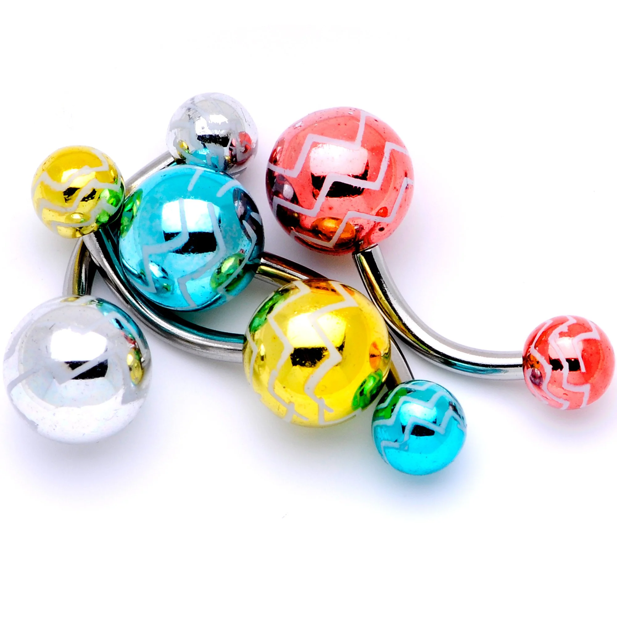 Parade of Summer Zig Zag Party Pack Belly Ring Set of 4 - Image 3