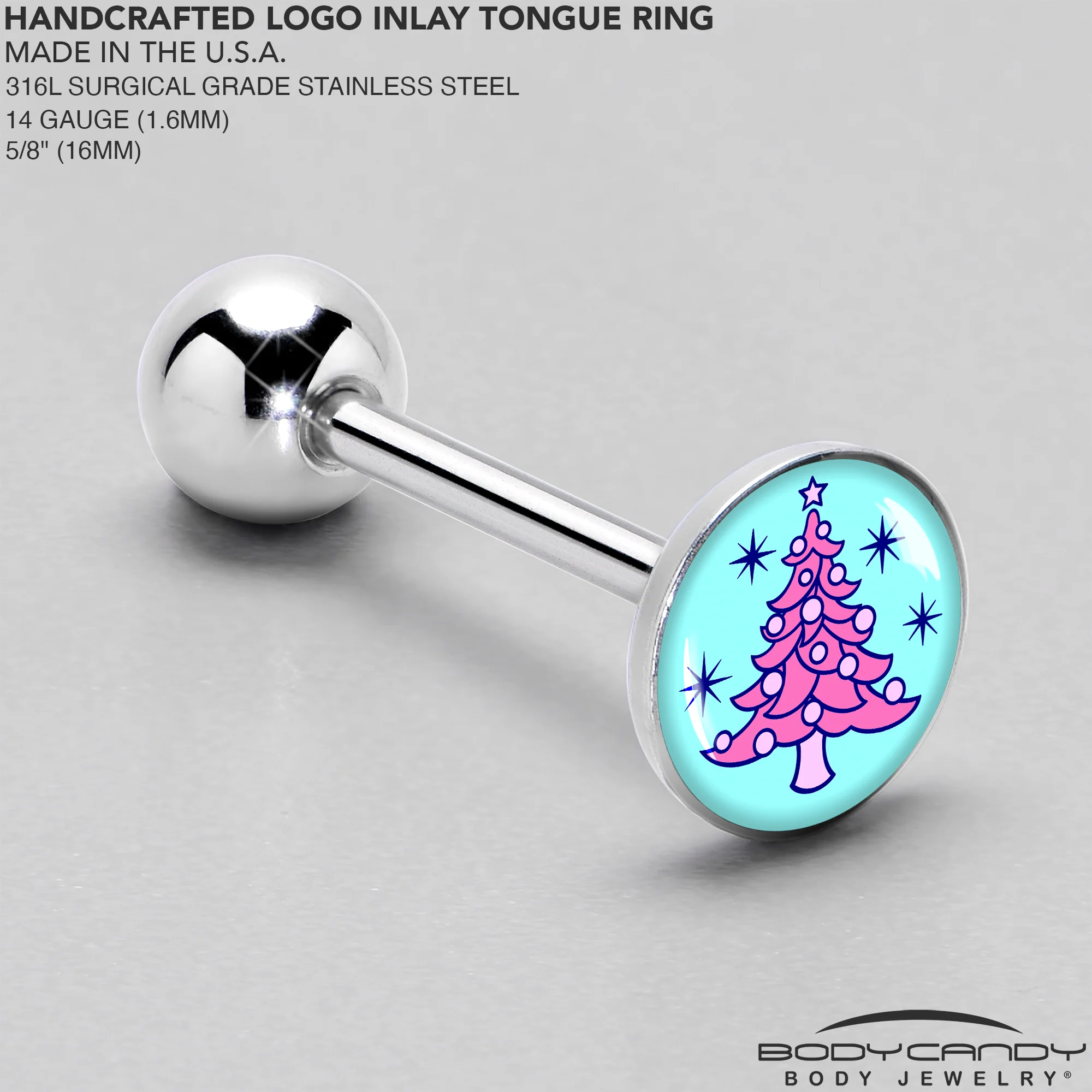 Pastel Christmas Tree Barbell Tongue Ring by Onyx O - Image 4