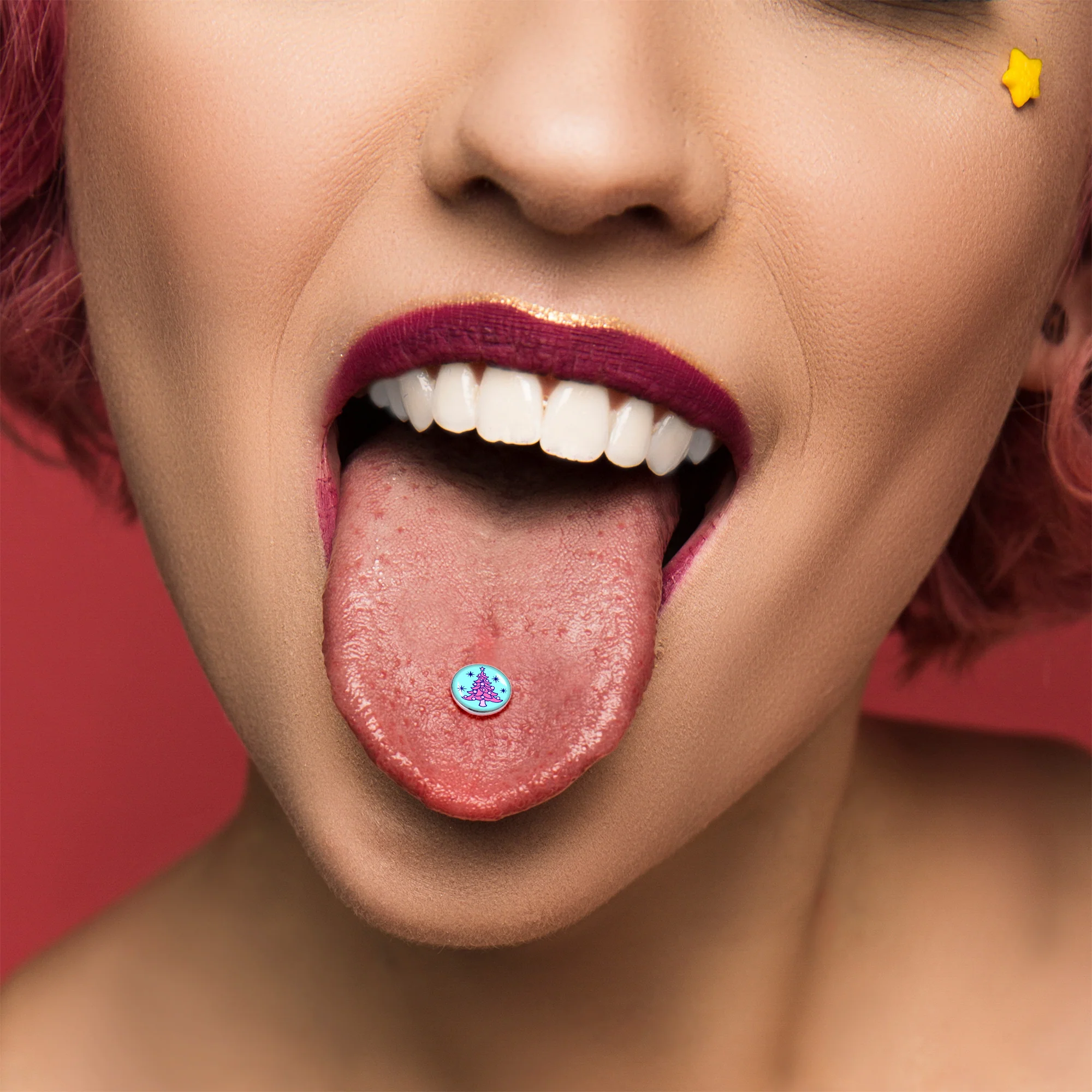 Pastel Christmas Tree Barbell Tongue Ring by Onyx O - Image 6