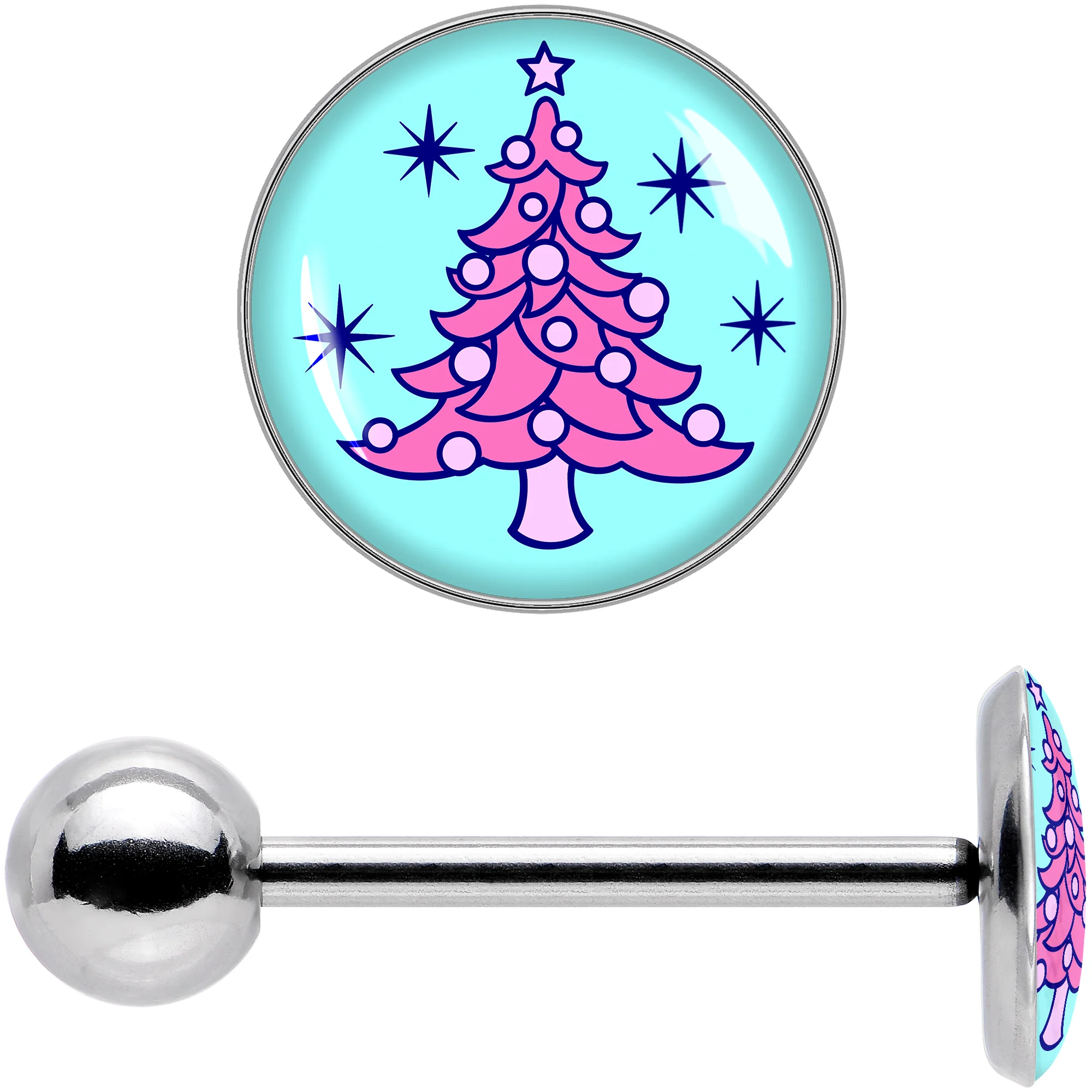 Pastel Christmas Tree Barbell Tongue Ring by Onyx O - Image 7