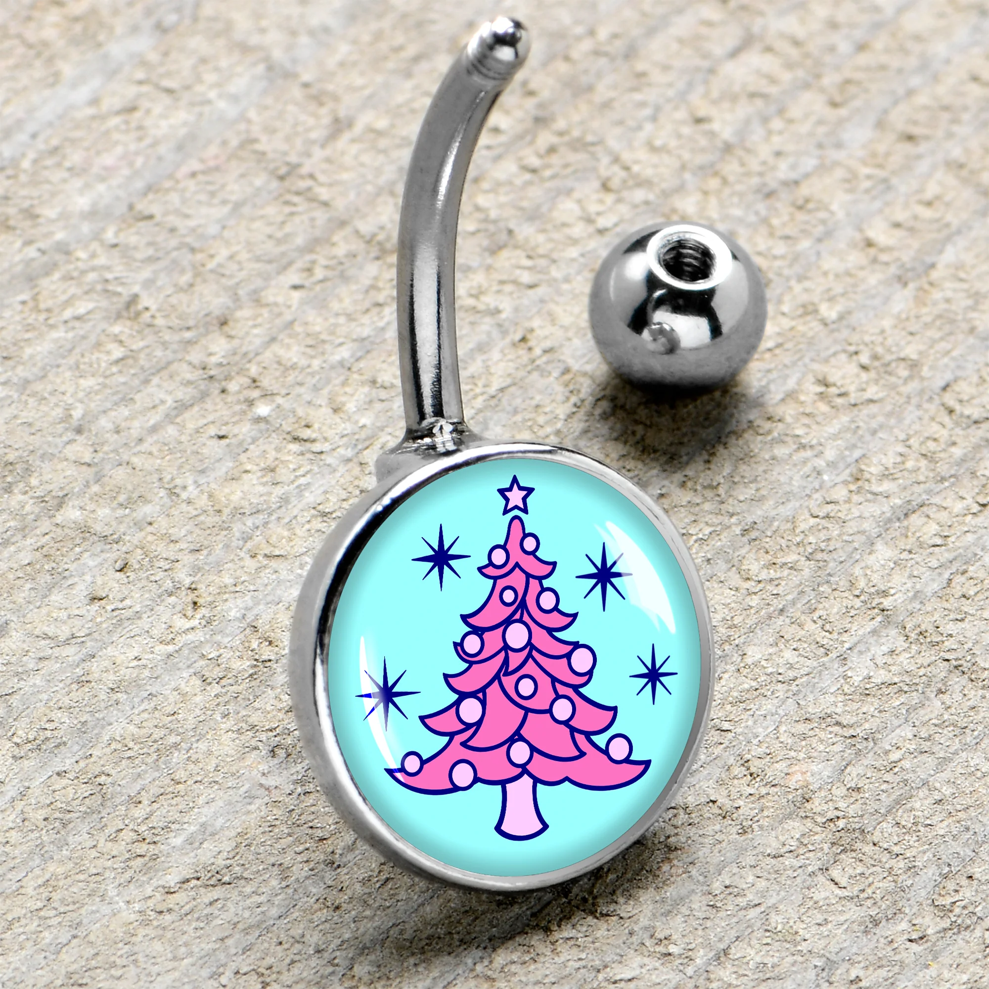 Pastel Christmas Tree Holiday Belly Ring by Onyx O - Image 4