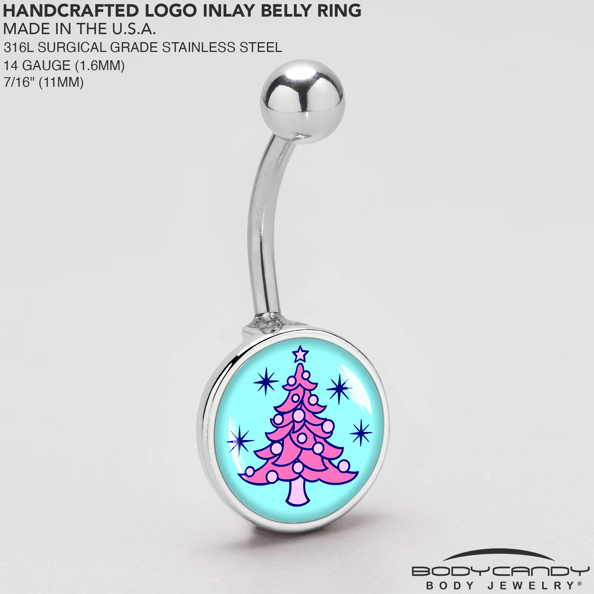 Pastel Christmas Tree Holiday Belly Ring by Onyx O - Image 5