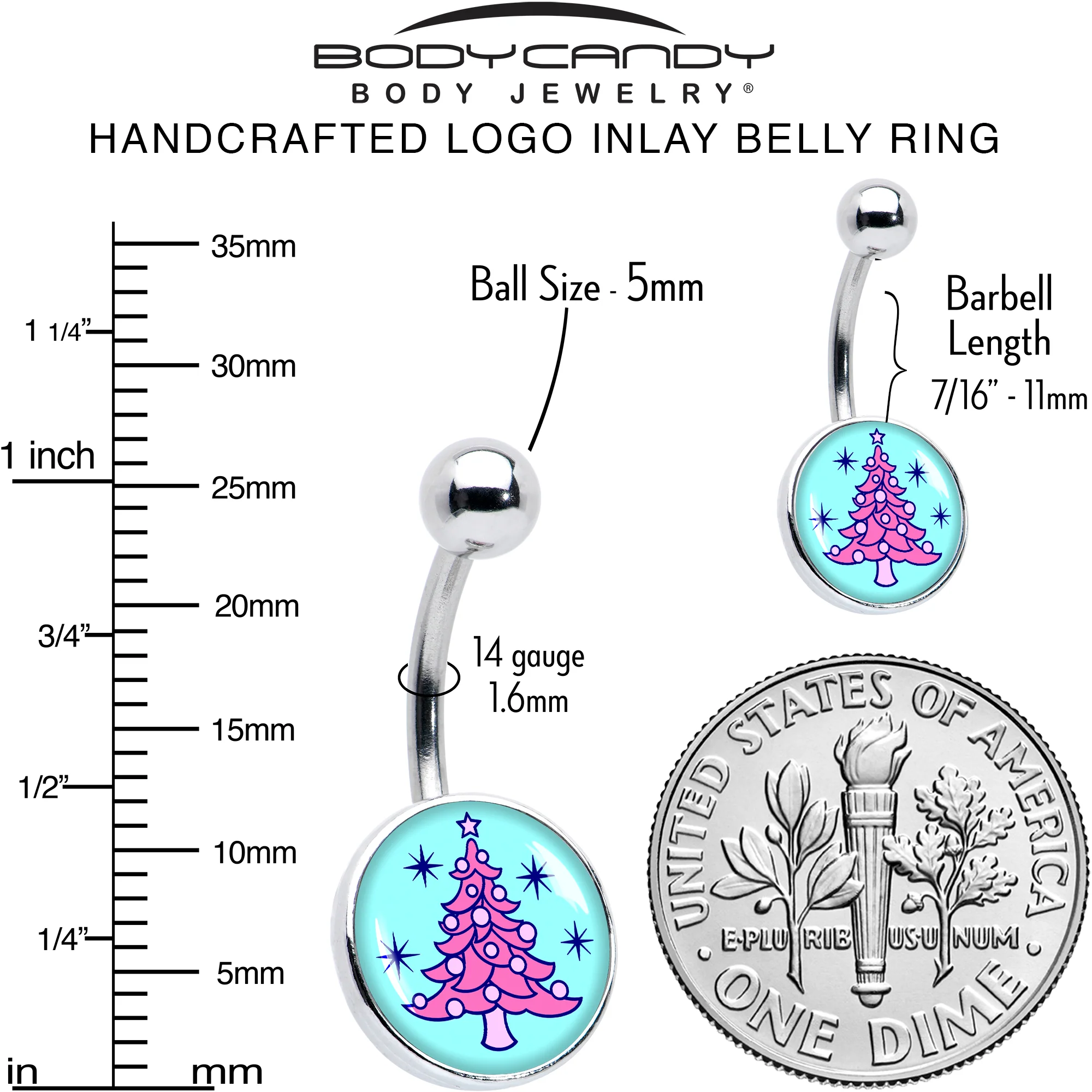Pastel Christmas Tree Holiday Belly Ring by Onyx O - Image 6