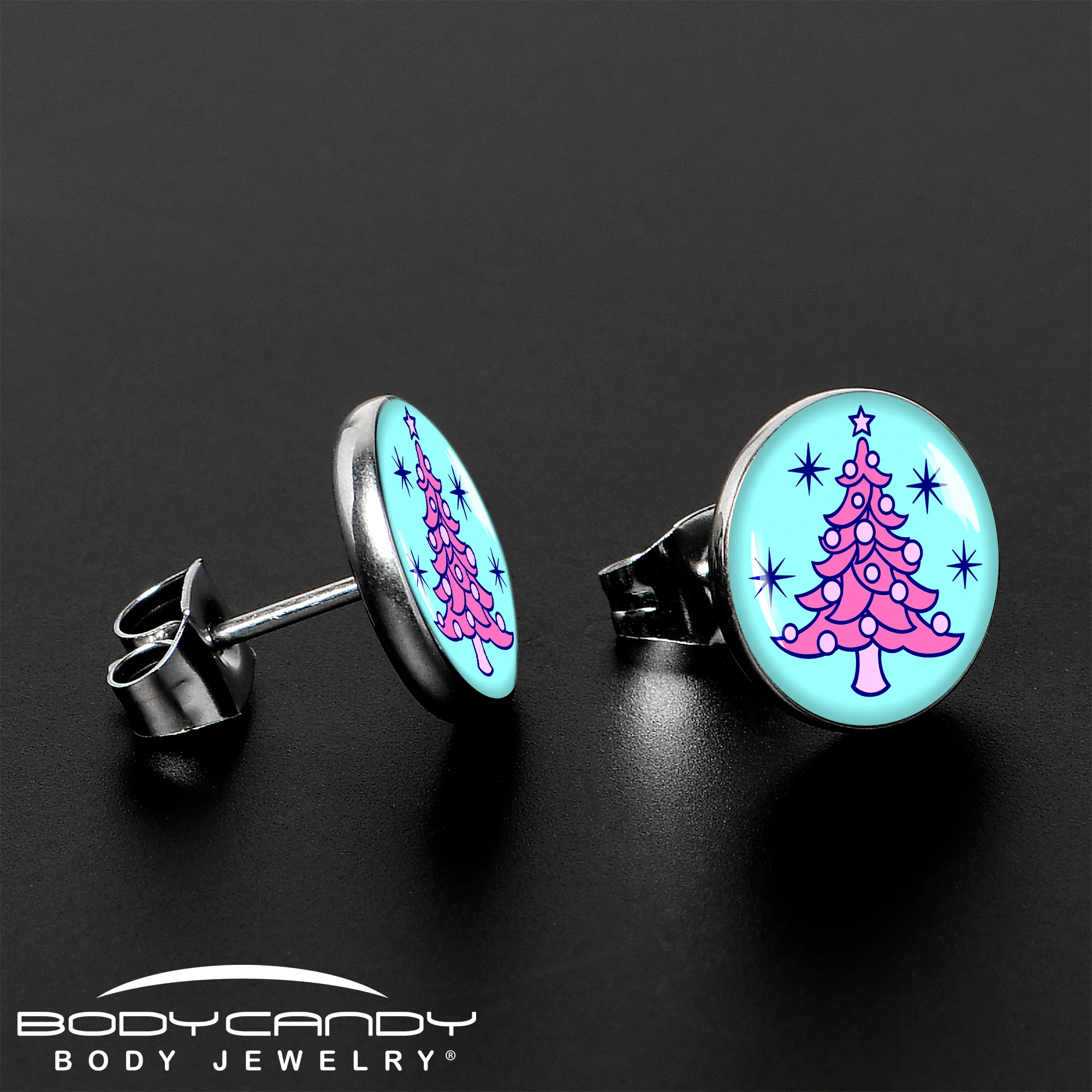 Pastel Christmas Tree Holiday Stud Earrings by Onyx O - Image 3