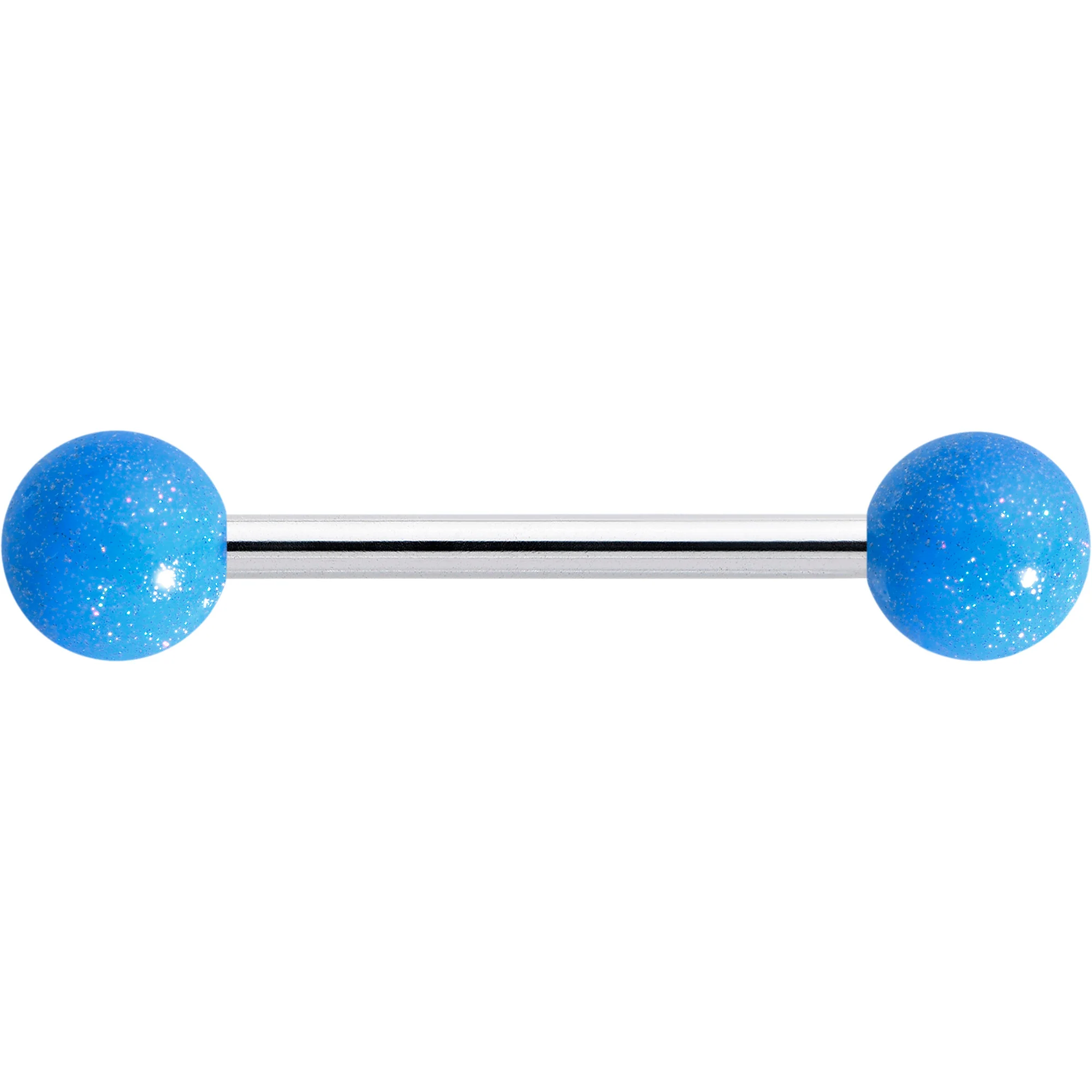 Pastel Shimmer Blue Ends Barbell Tongue Ring - Image 2