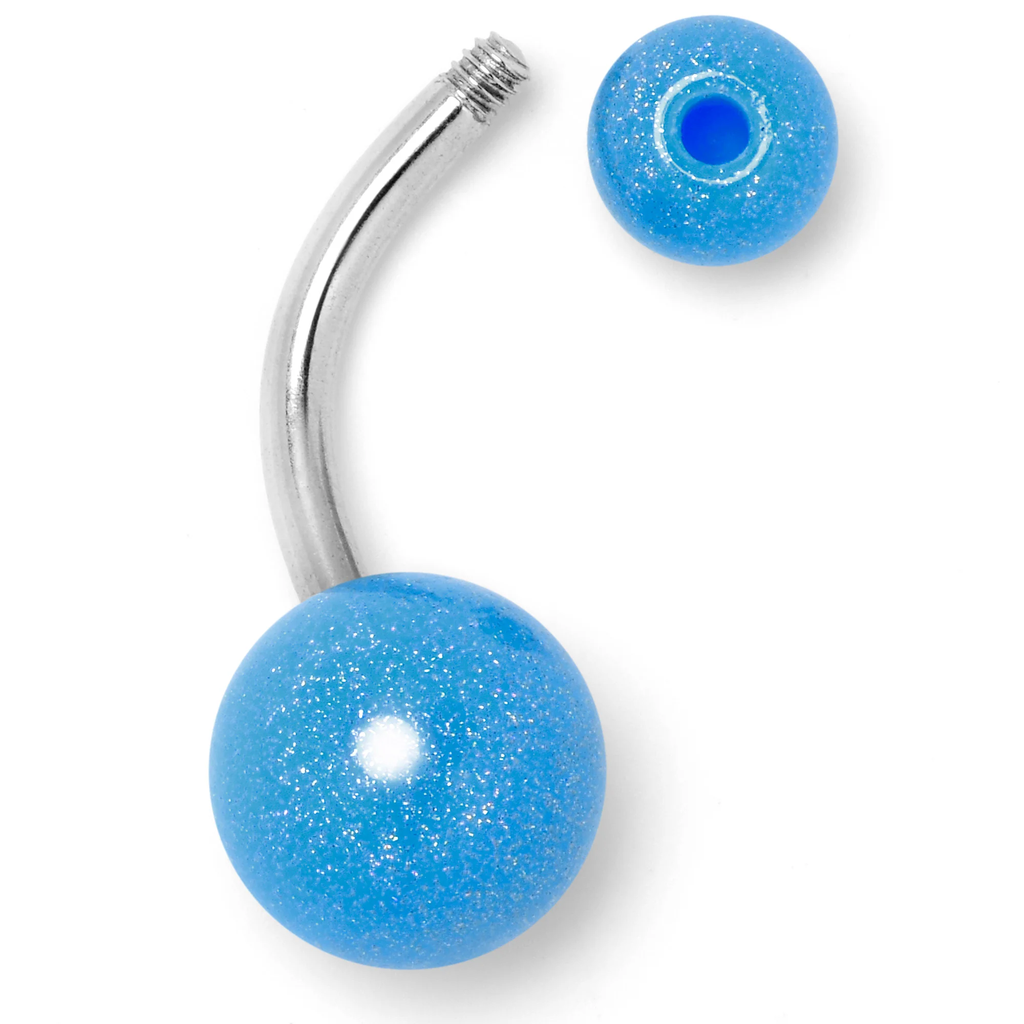 Pastel Shimmer Blue Ends Belly Ring - Image 4