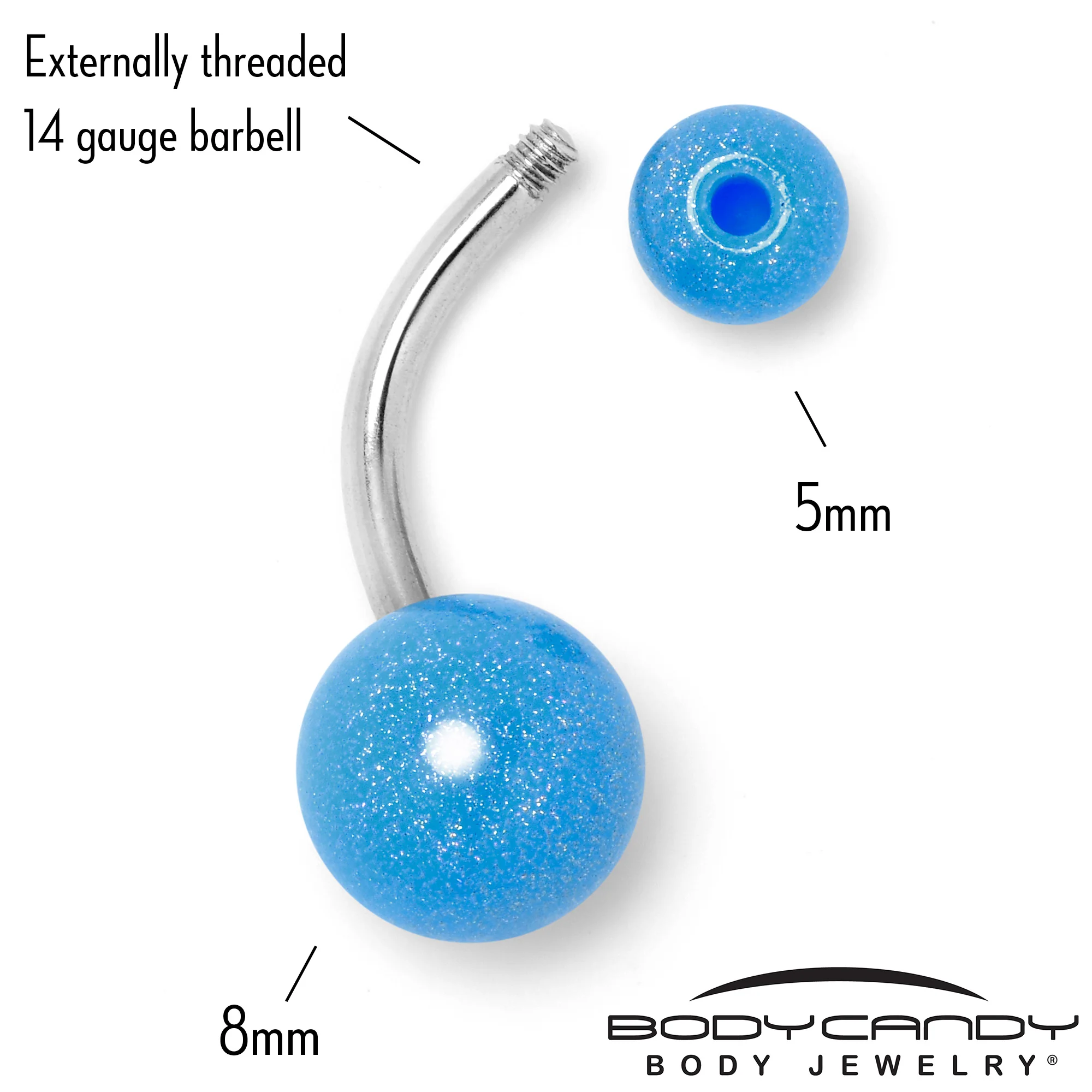 Pastel Shimmer Blue Ends Belly Ring - Image 5