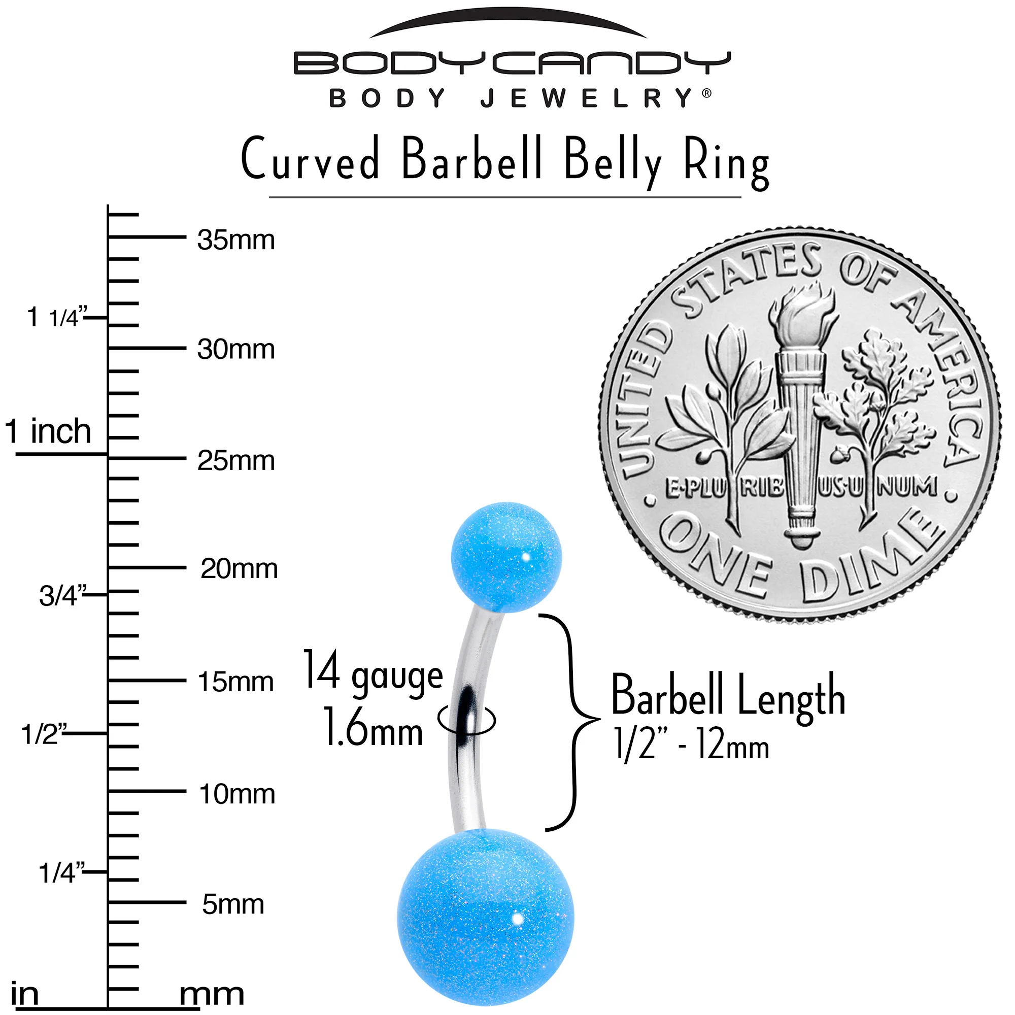 Pastel Shimmer Blue Ends Belly Ring - Image 6