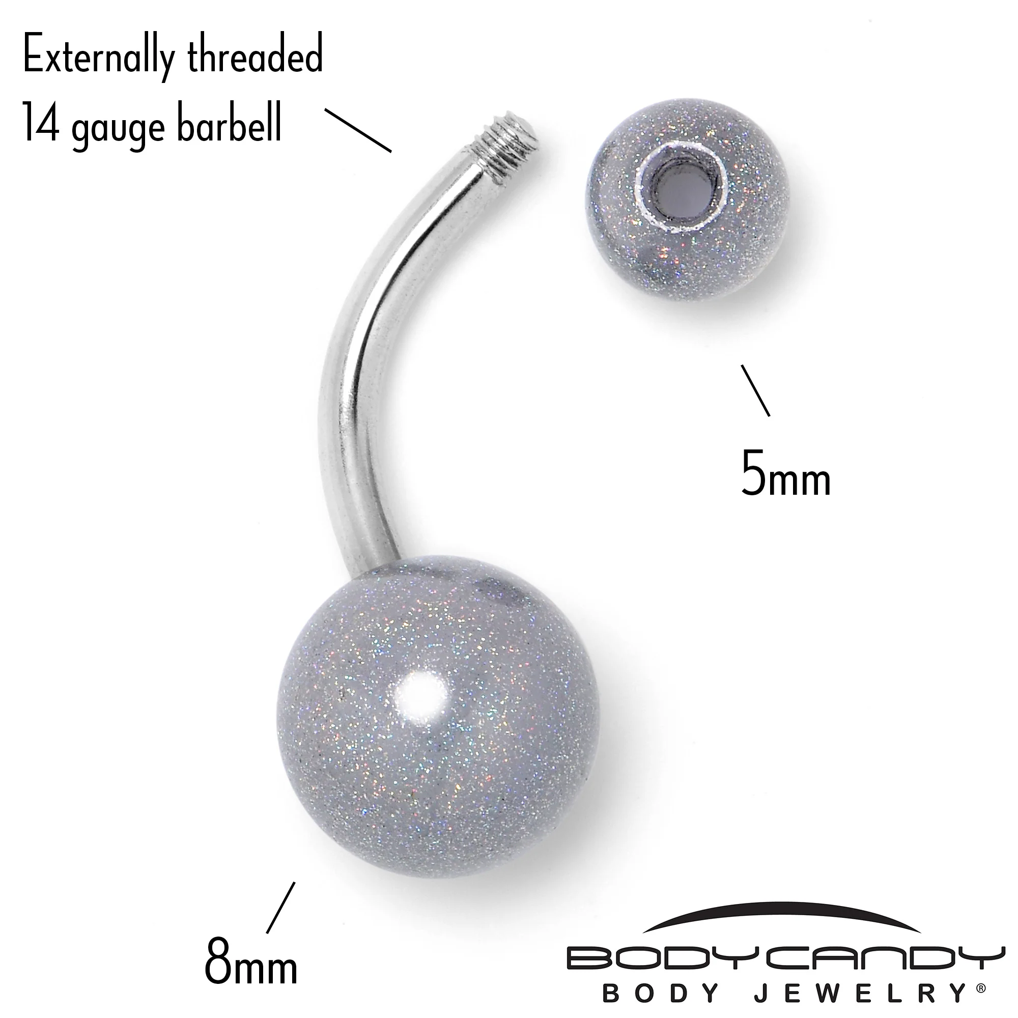 Pastel Shimmer Grey Ends Belly Ring - Image 5