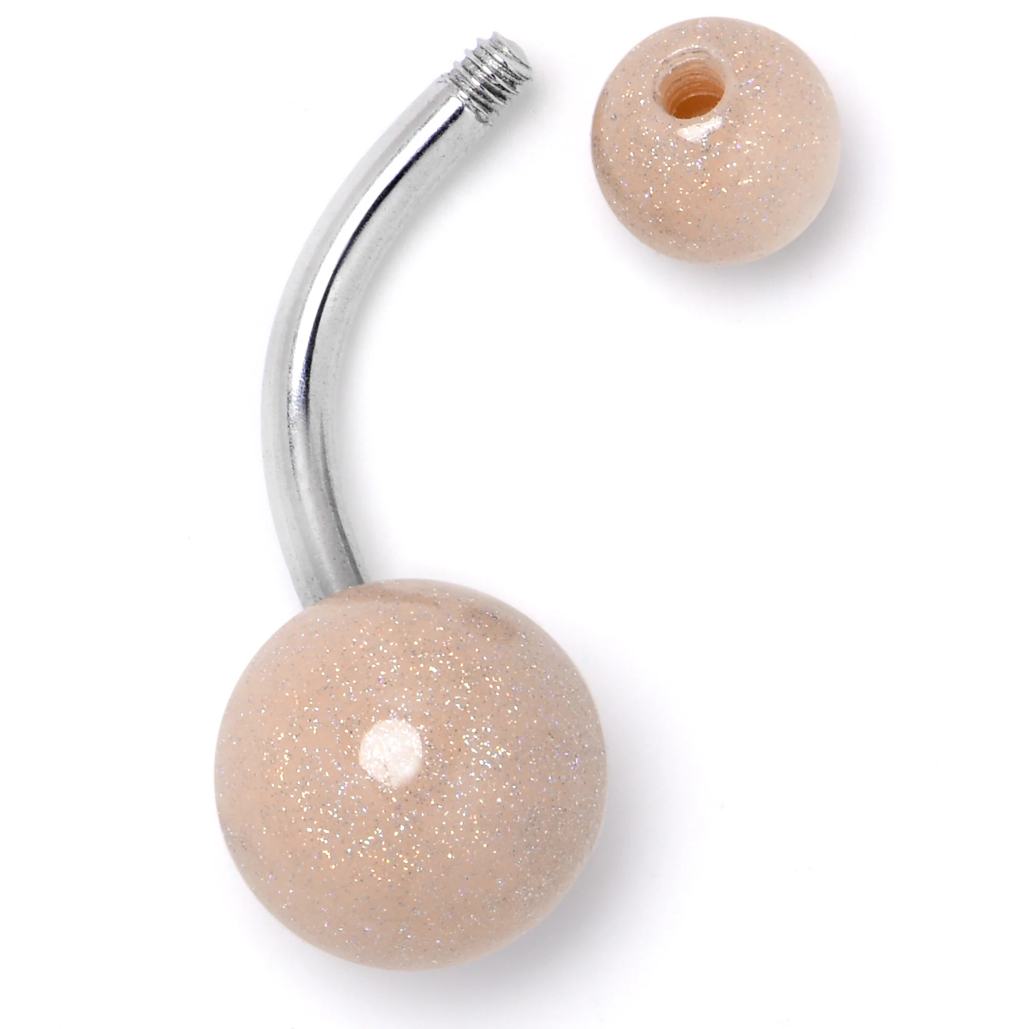 Pastel Shimmer Peach Ends Belly Ring - Image 4
