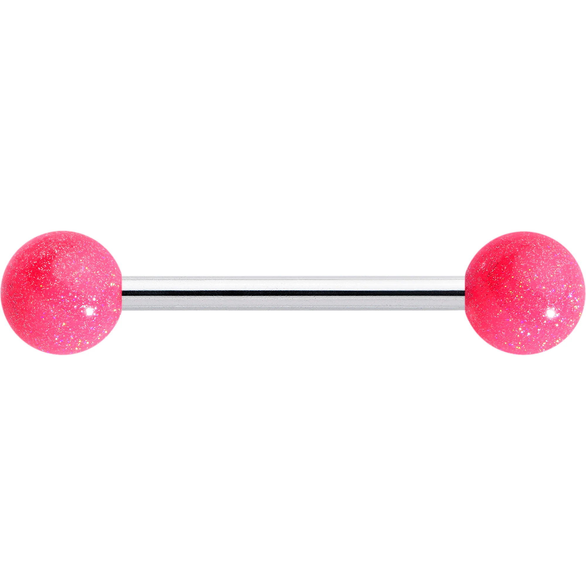 Pastel Shimmer Pink Ends Barbell Tongue Ring - Image 2