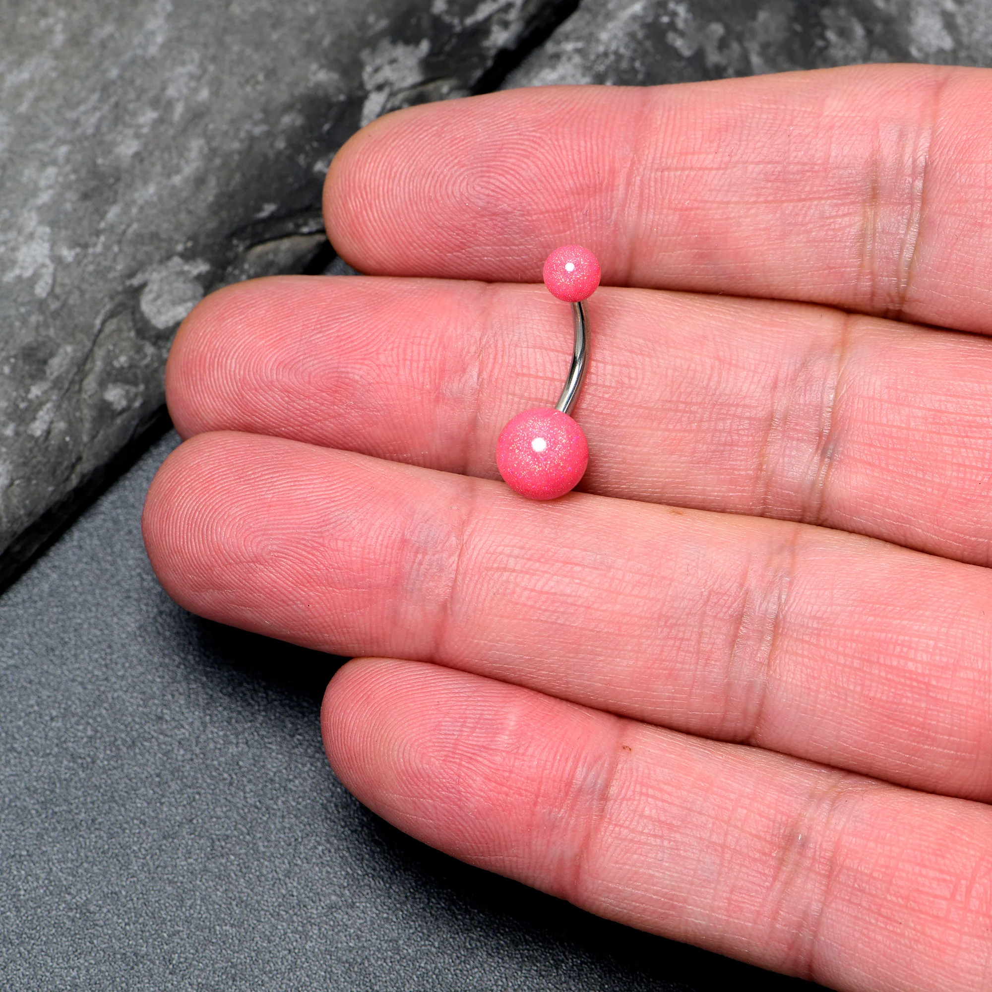 Pastel Shimmer Pink Ends Belly Ring - Image 2