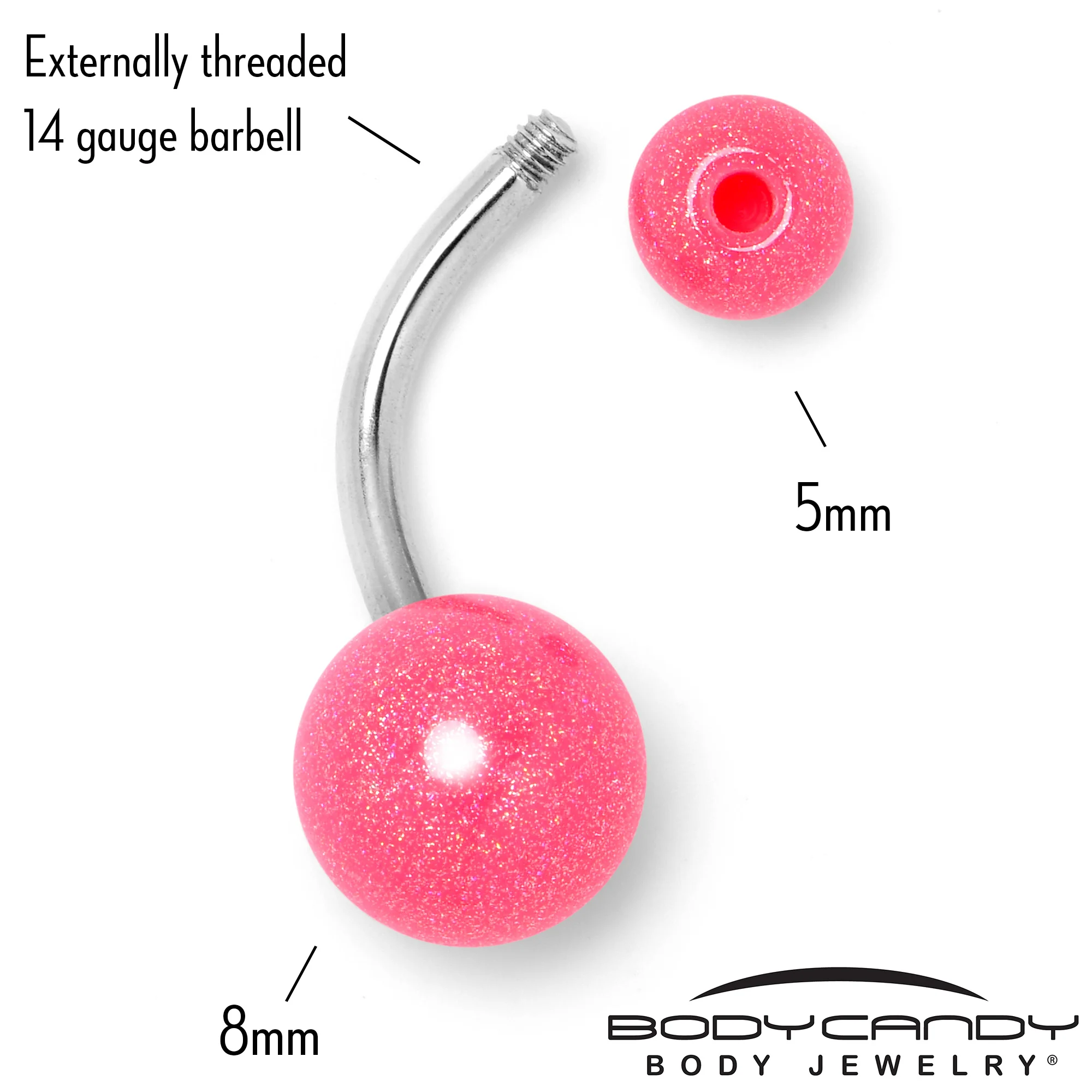 Pastel Shimmer Pink Ends Belly Ring - Image 5