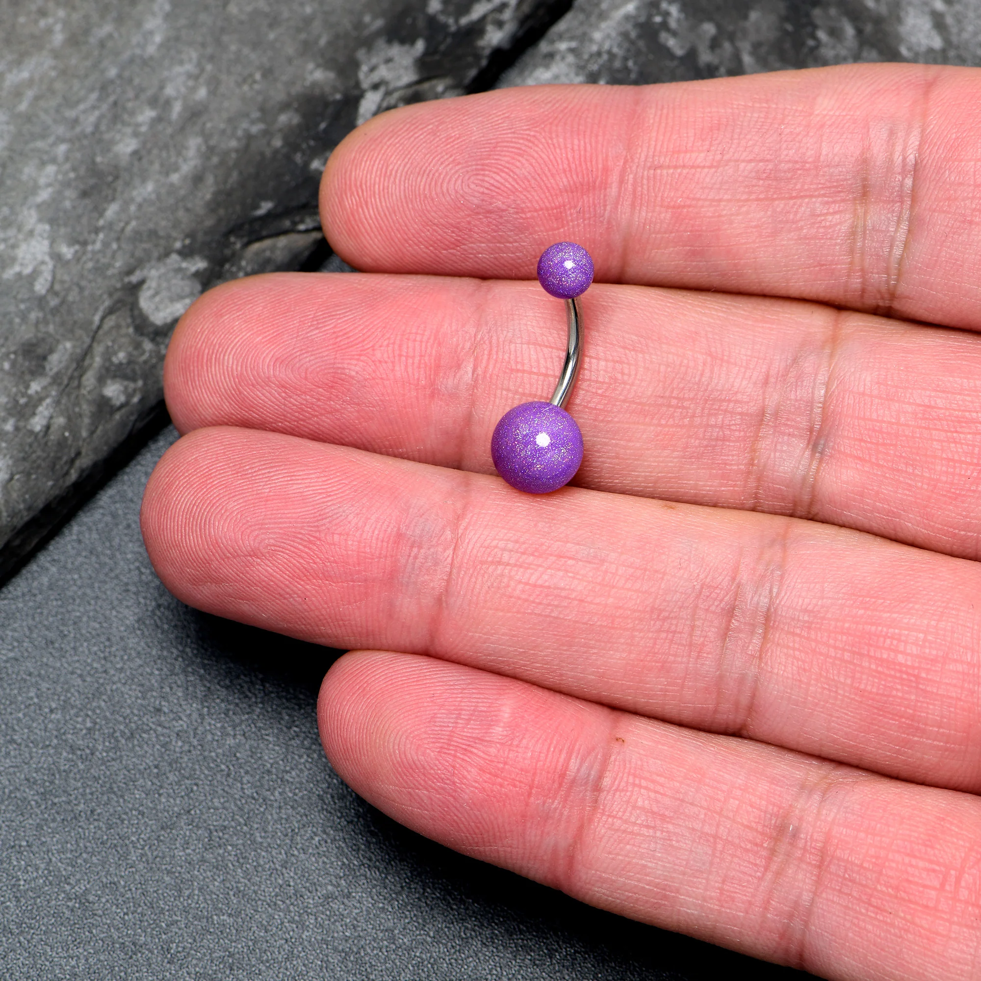 Pastel Shimmer Purple Ends Belly Ring - Image 2