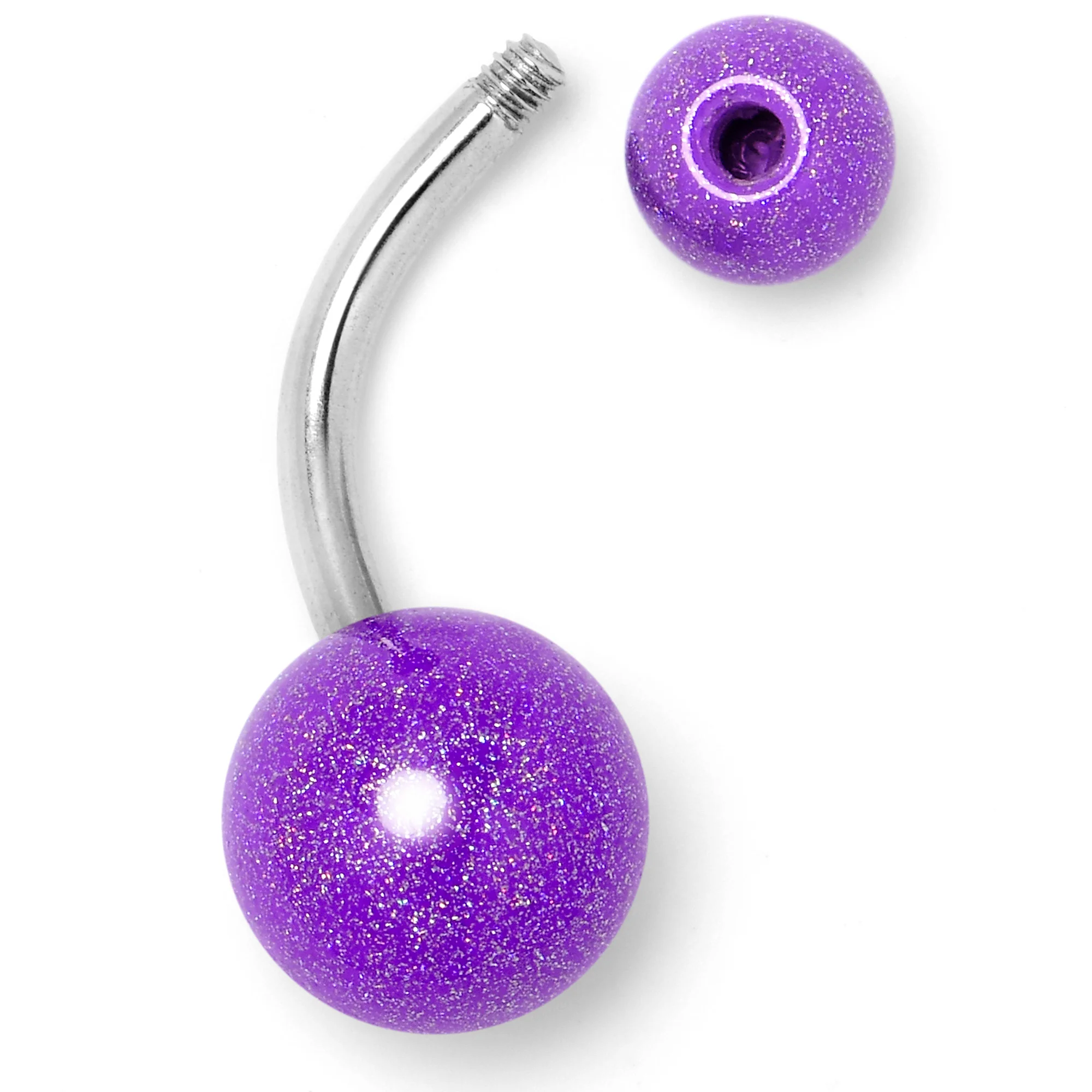 Pastel Shimmer Purple Ends Belly Ring - Image 4
