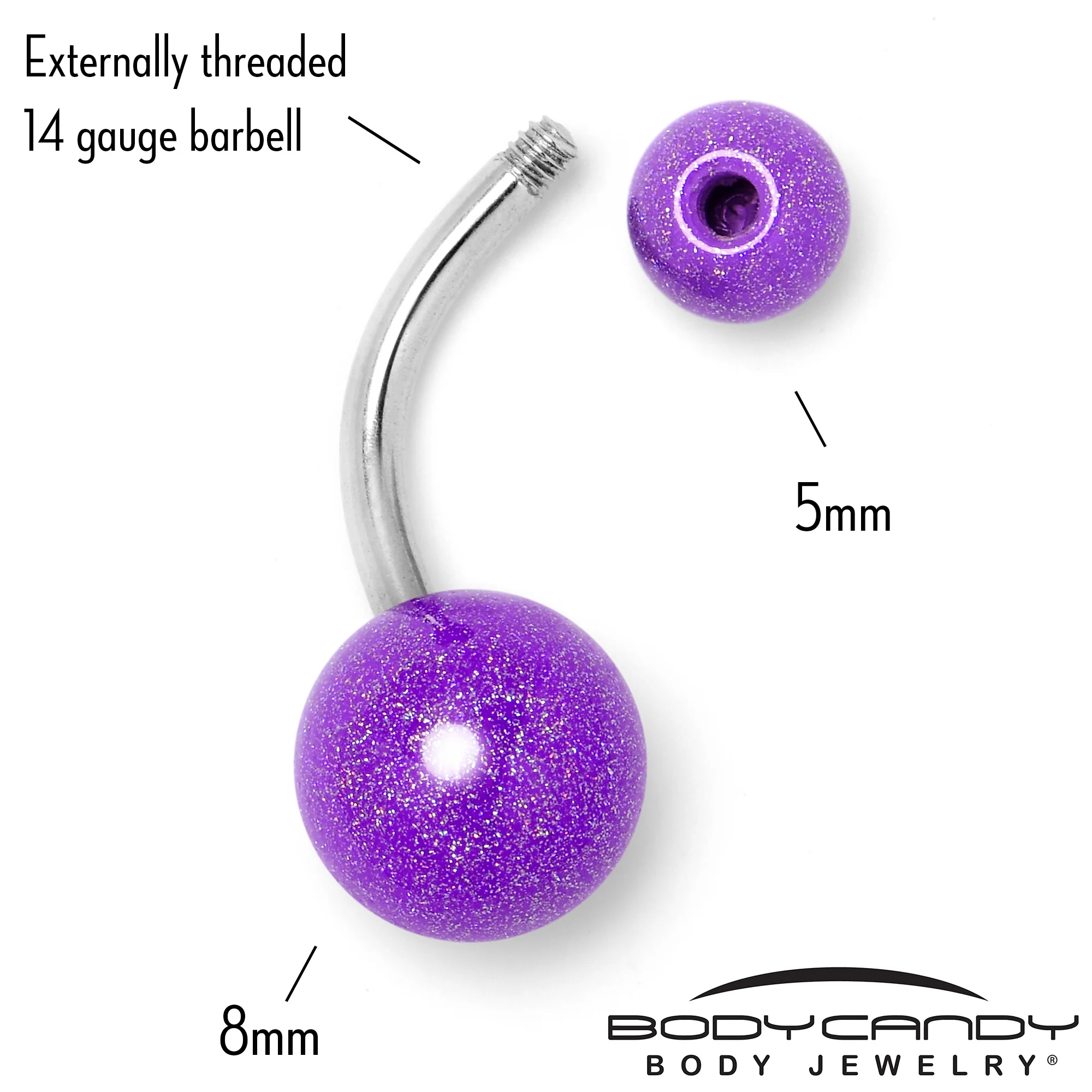 Pastel Shimmer Purple Ends Belly Ring - Image 5