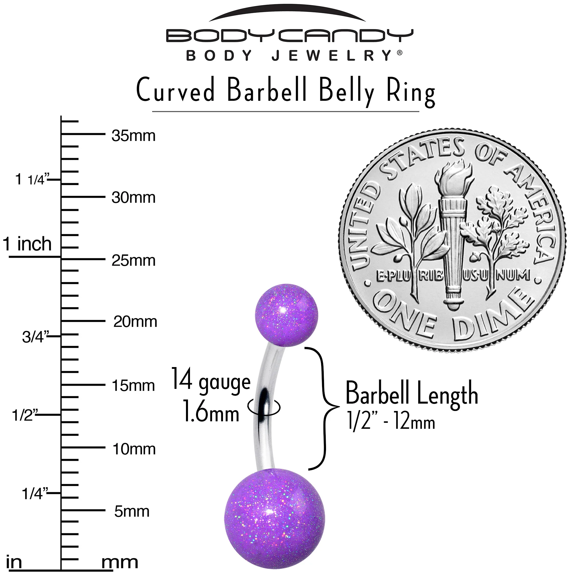 Pastel Shimmer Purple Ends Belly Ring - Image 6