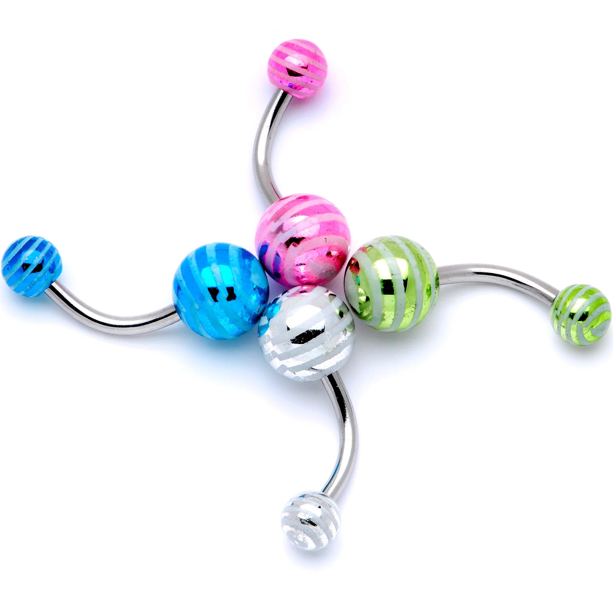 Pastel Stripes Party Pack Belly Ring Set of 4 - Image 2