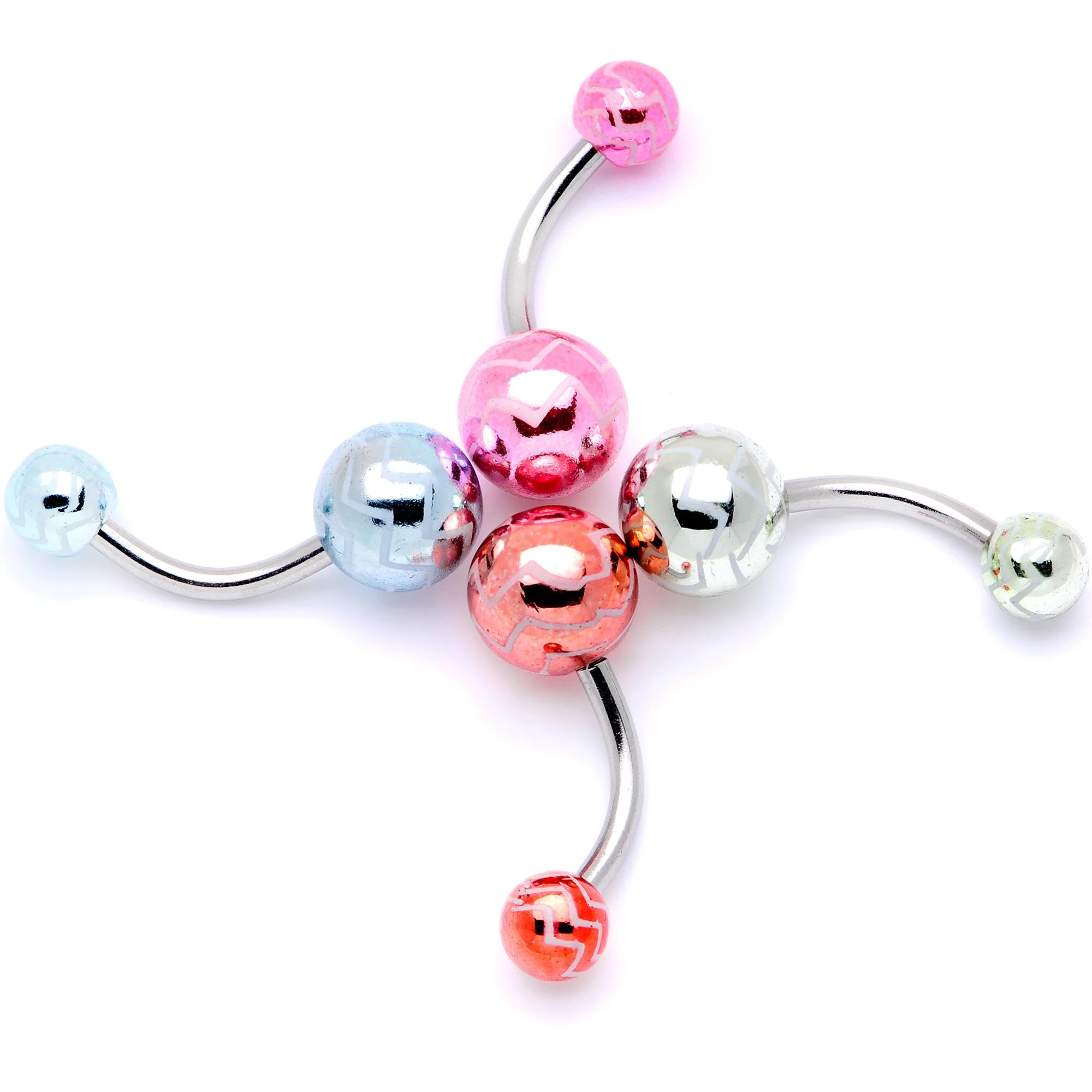 Pastel Zig Zag Party Pack Belly Ring Set of 4 - Image 2