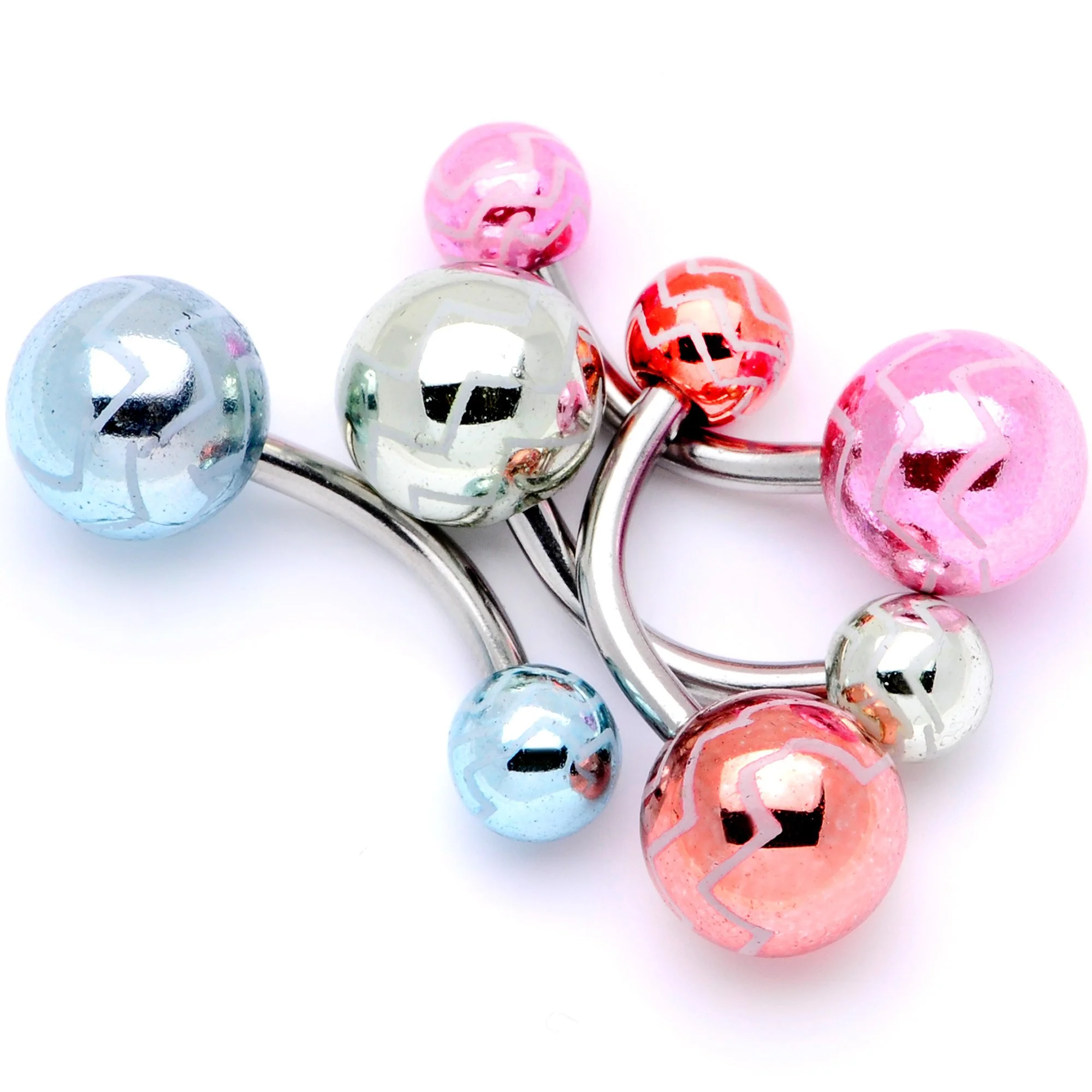 Pastel Zig Zag Party Pack Belly Ring Set of 4 - Image 3