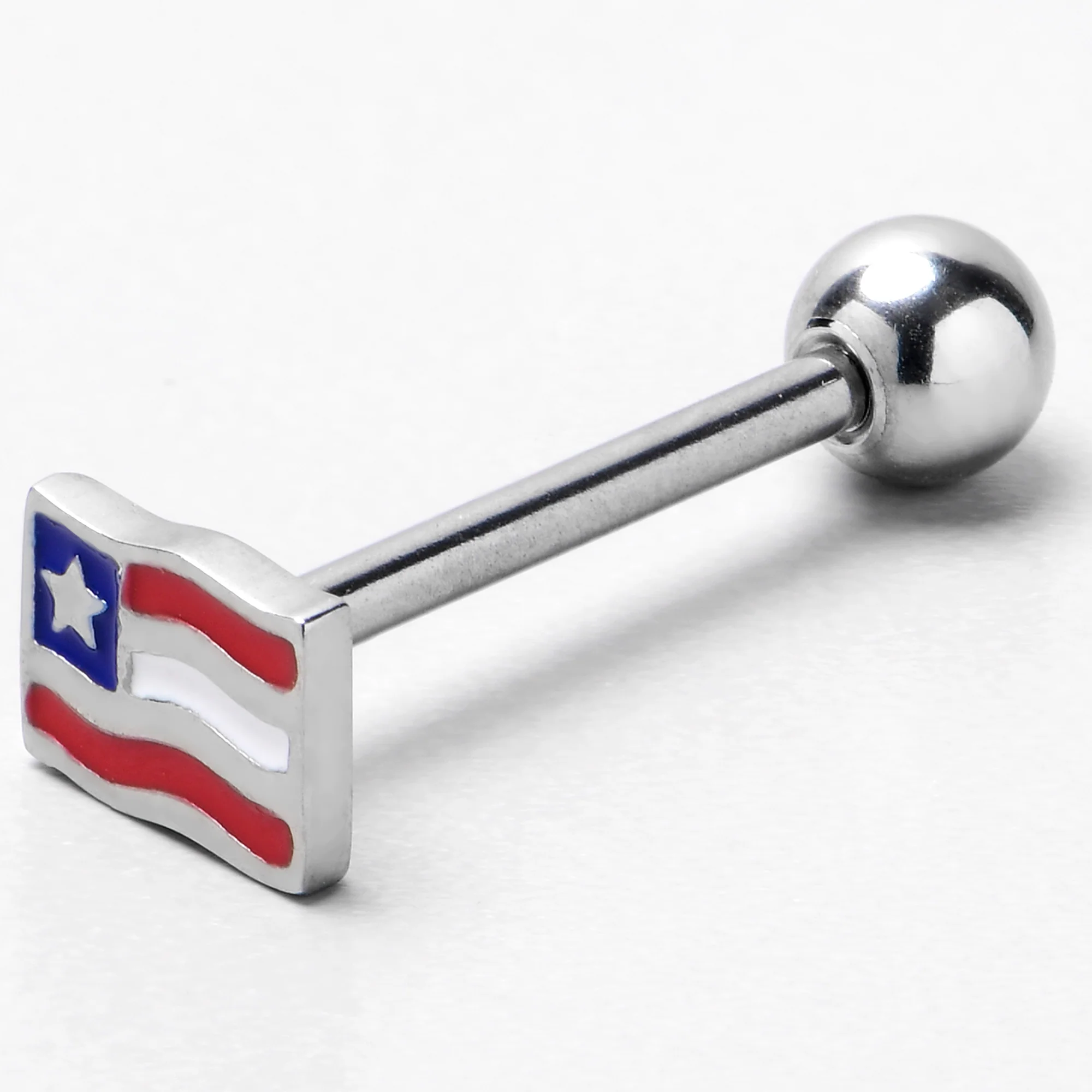 Patriotic Flag Barbell Tongue Ring - Image 6