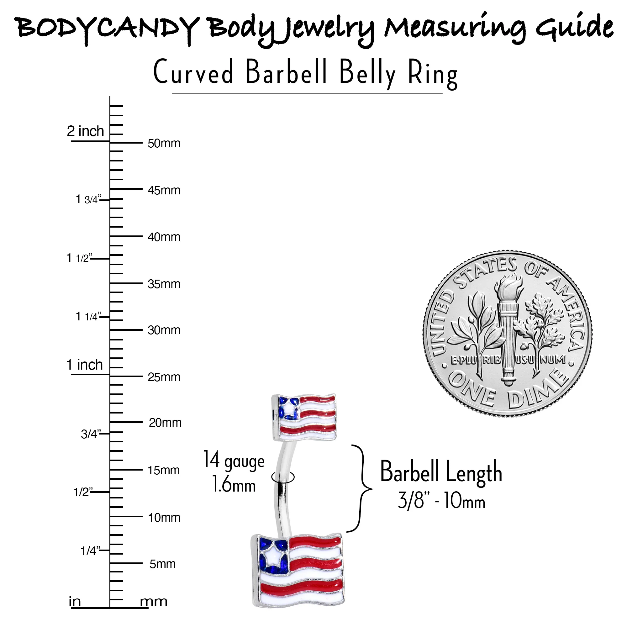 Patriotic Flag Double Mount Belly Ring - Image 3