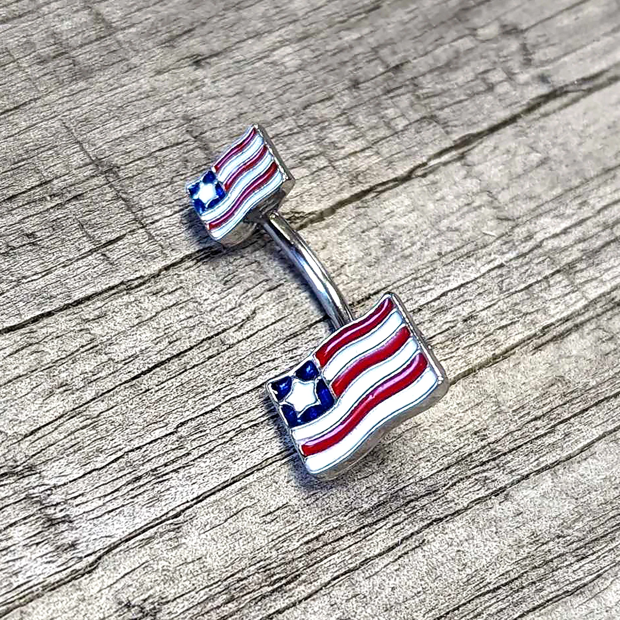 Patriotic Flag Double Mount Belly Ring - Image 7