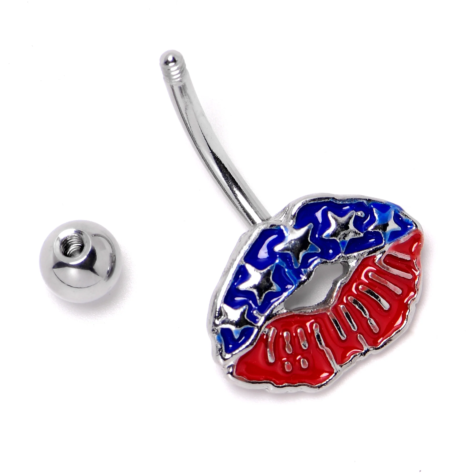 Patriotic Kissy Lips Belly Ring - Image 6
