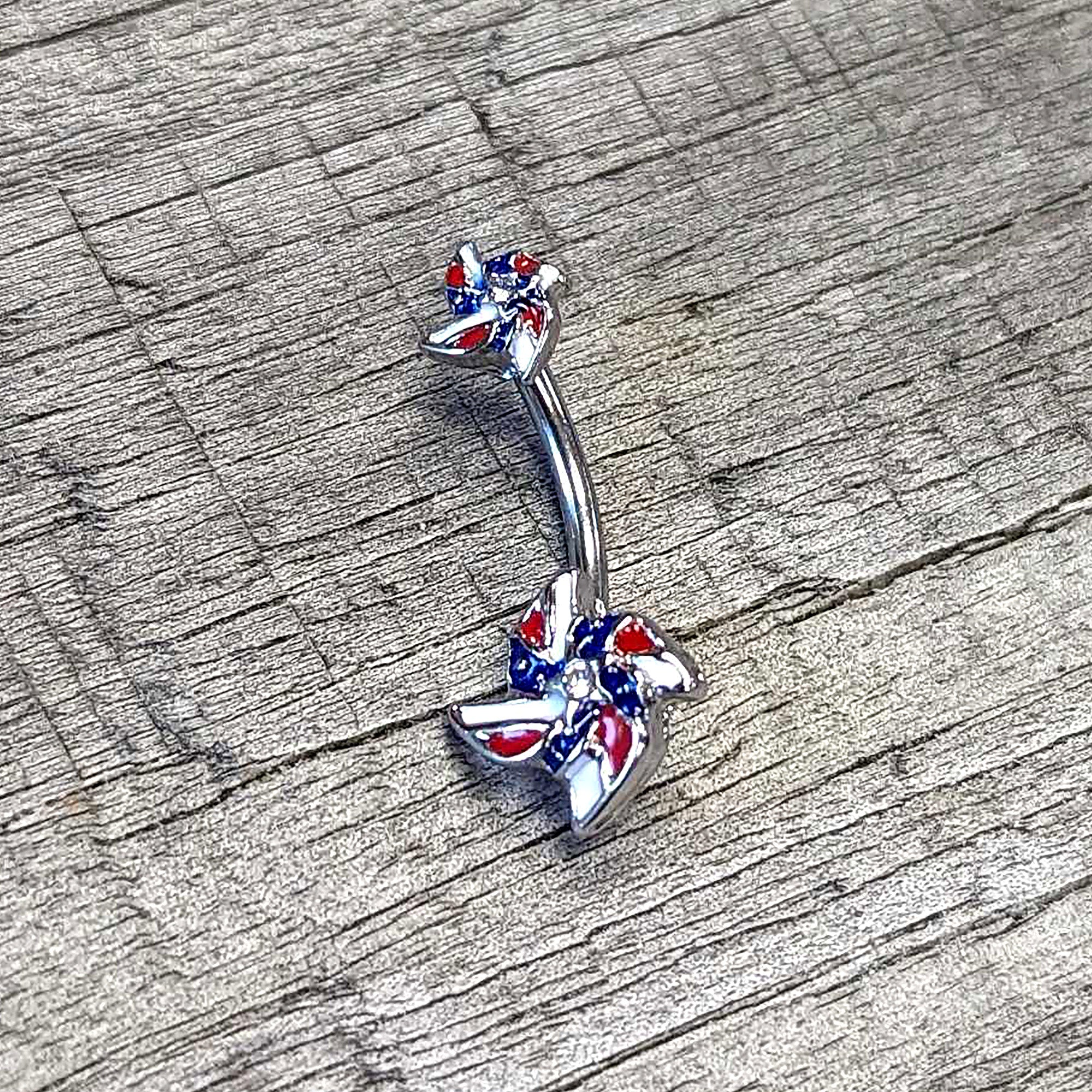 Patriotic Pinwheel Double Mount Belly Ring - Image 7