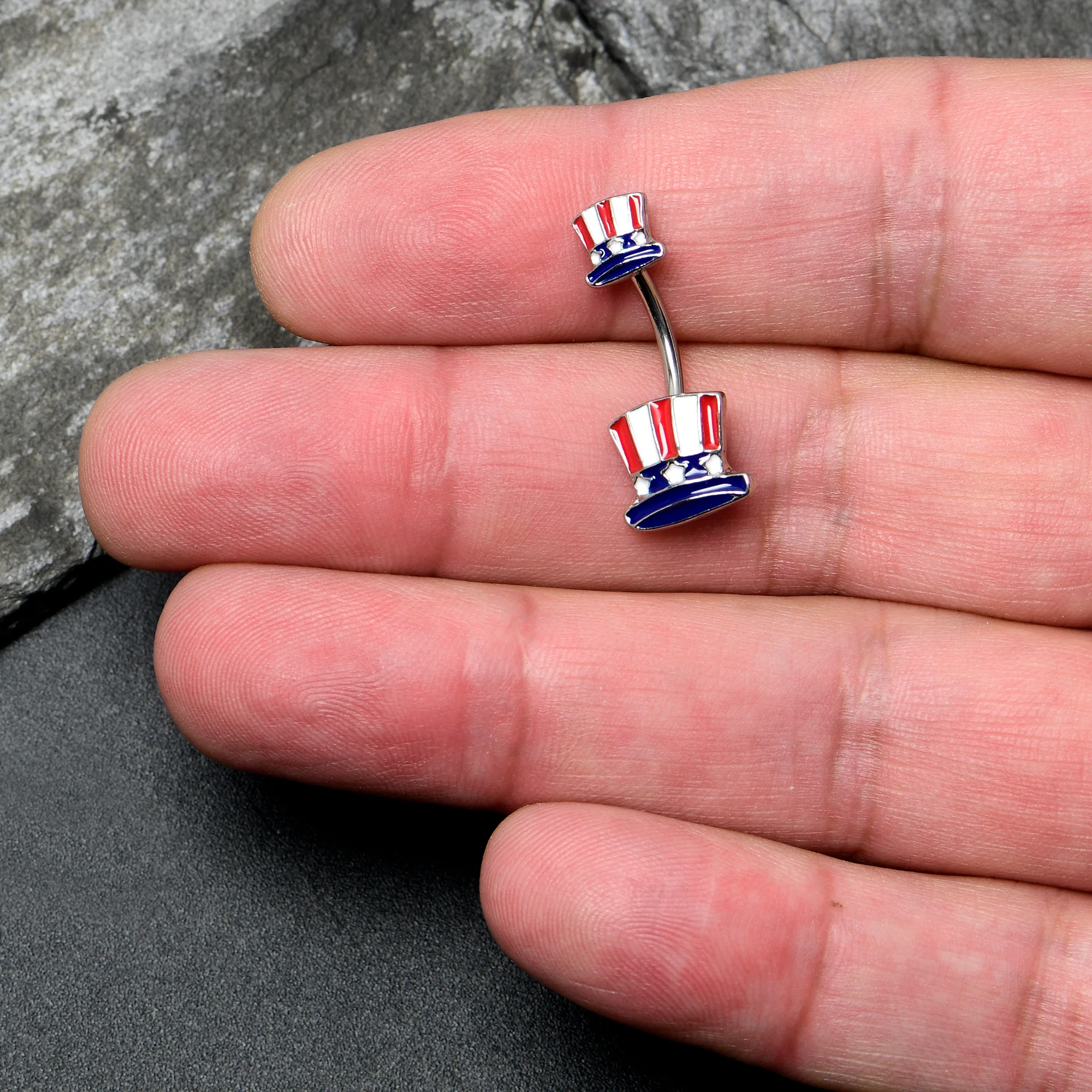 Patriotic Uncle Sam Top Hat Double Mount Belly Ring - Image 2