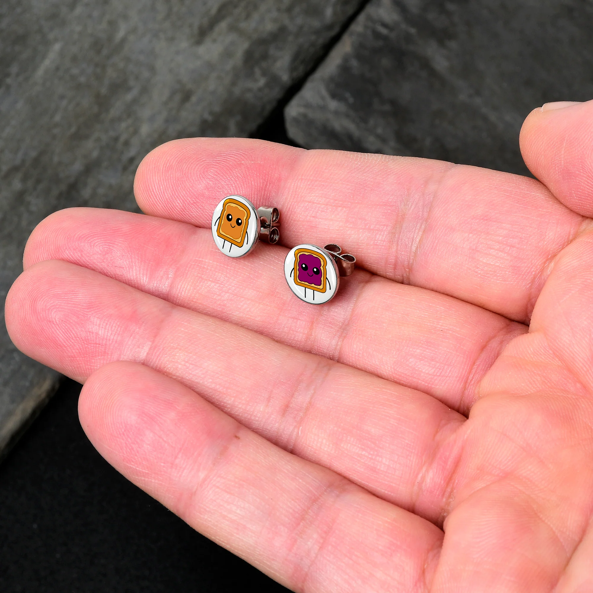 PB and J Peanut Butter and Jelly Sandwich Stud Earrings by Onyx O - Image 2