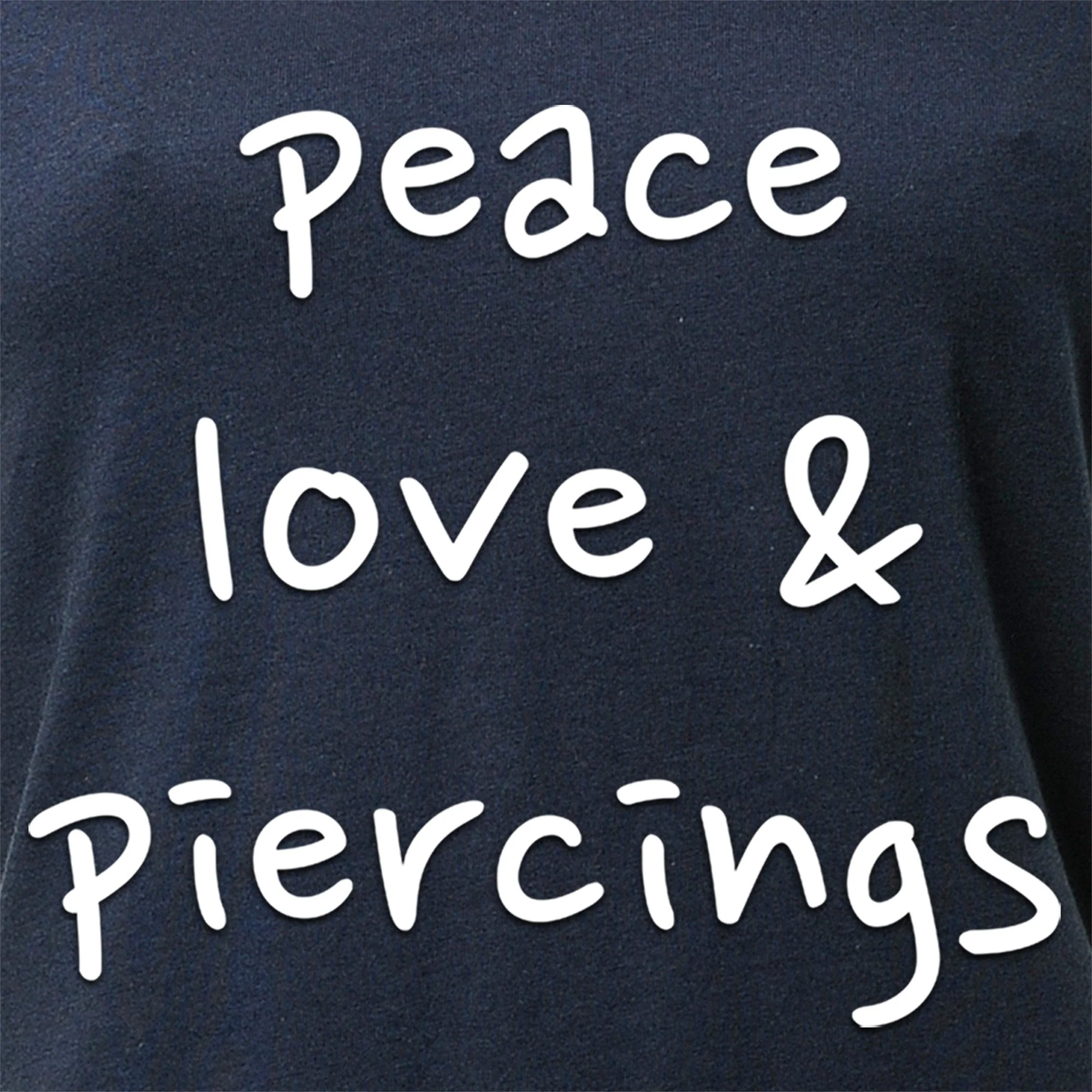 Peace Love & Piercings Black Tapered V-Neck Tee Shirt - Image 8