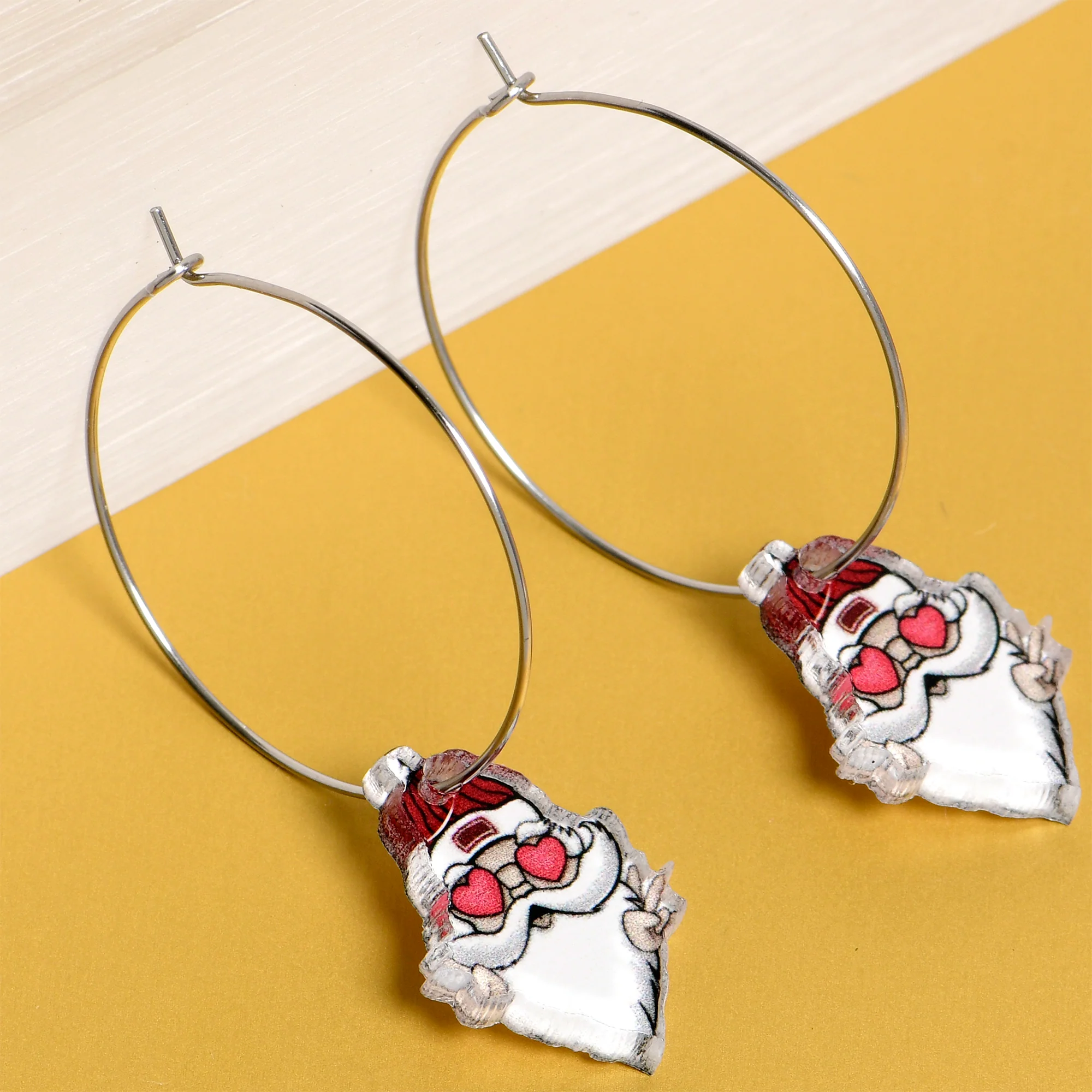 Peace Love Santa Dangle Christmas Hoop Earrings by Onyx O - Image 4