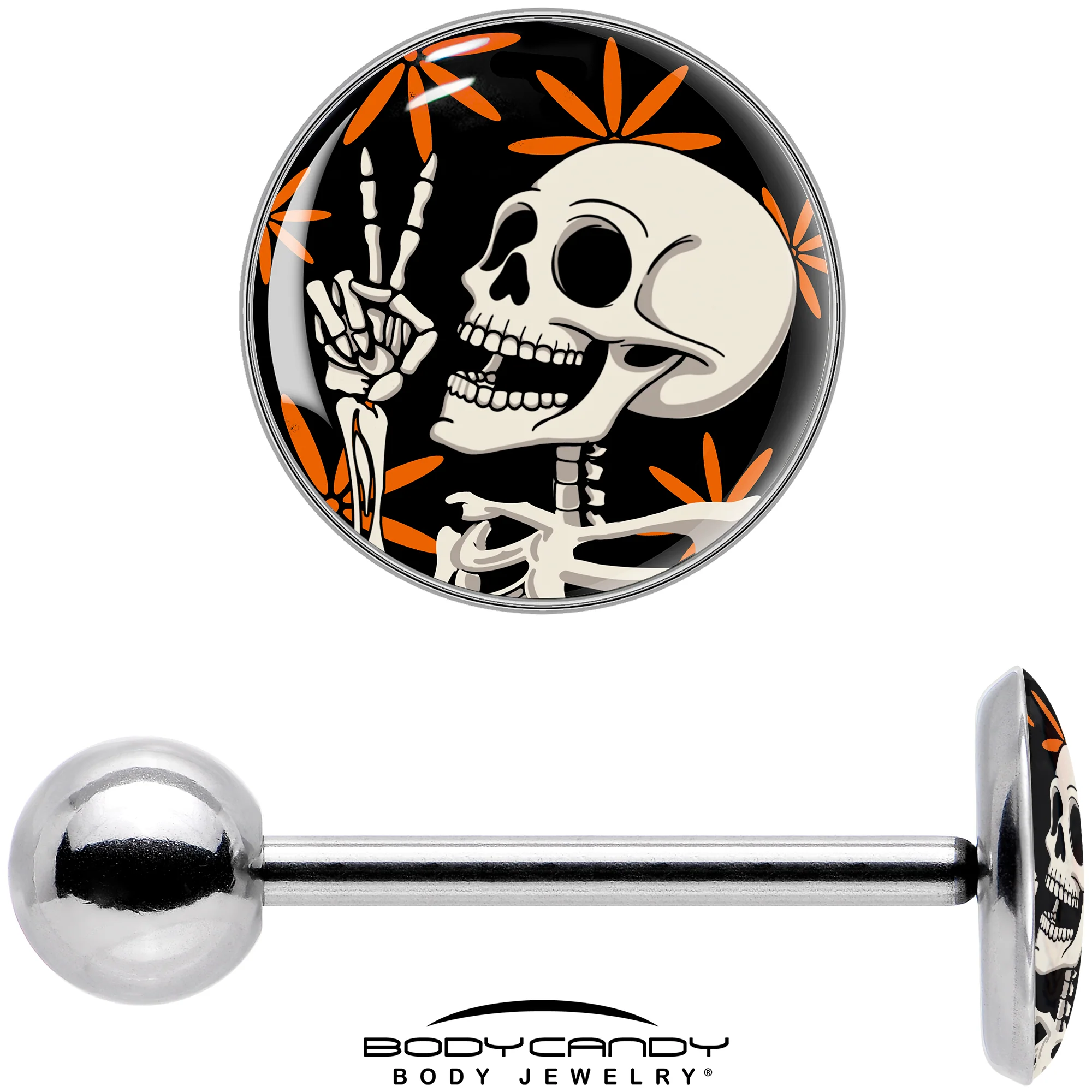 Peace Sign Skeleton Barbell Tongue Ring by Onyx O - Image 7